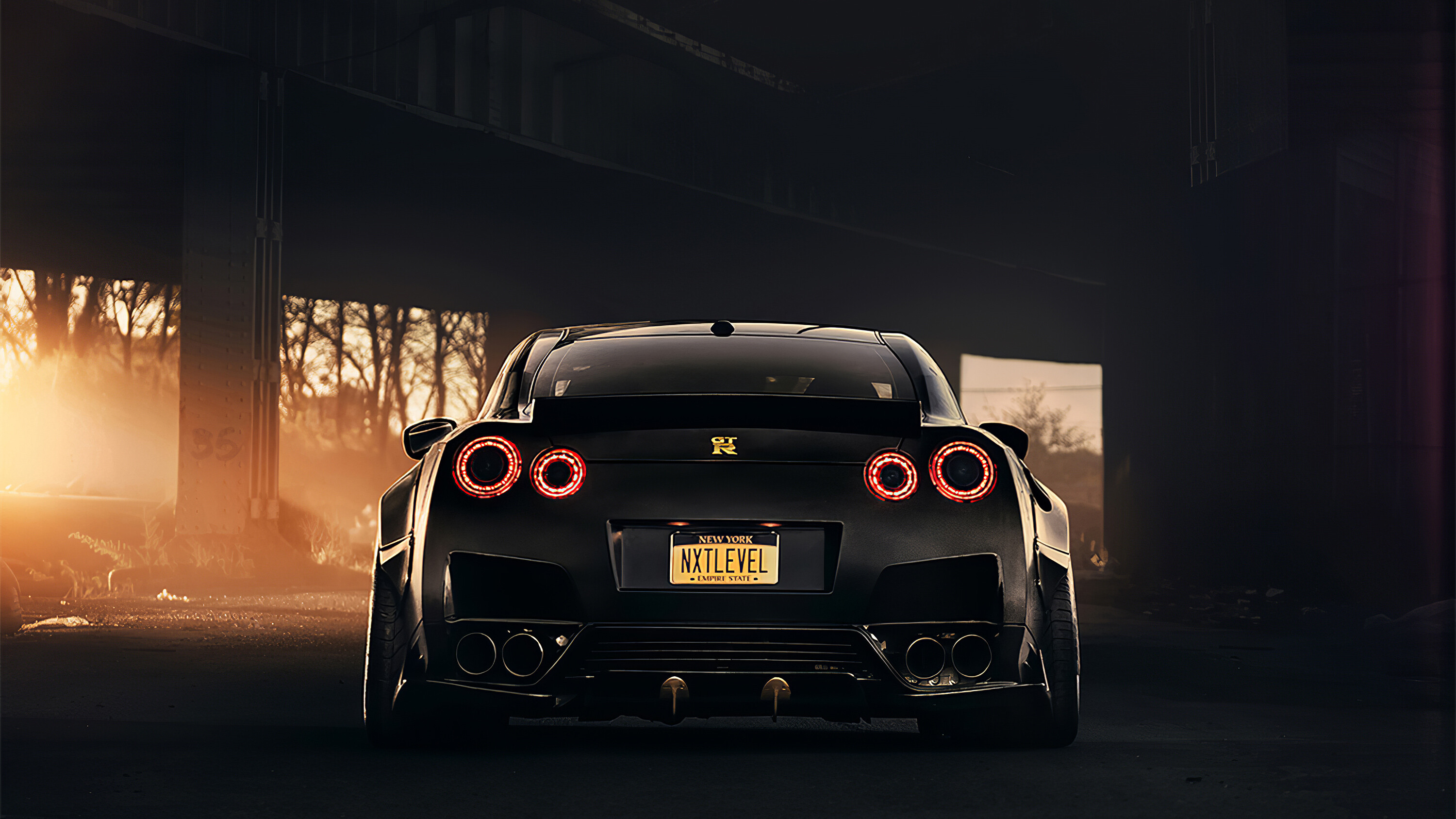 Nissan GT-R Black, HD cars 4K wallpapers, Menacing aura, Powerful presence, 3000x1690 HD Desktop