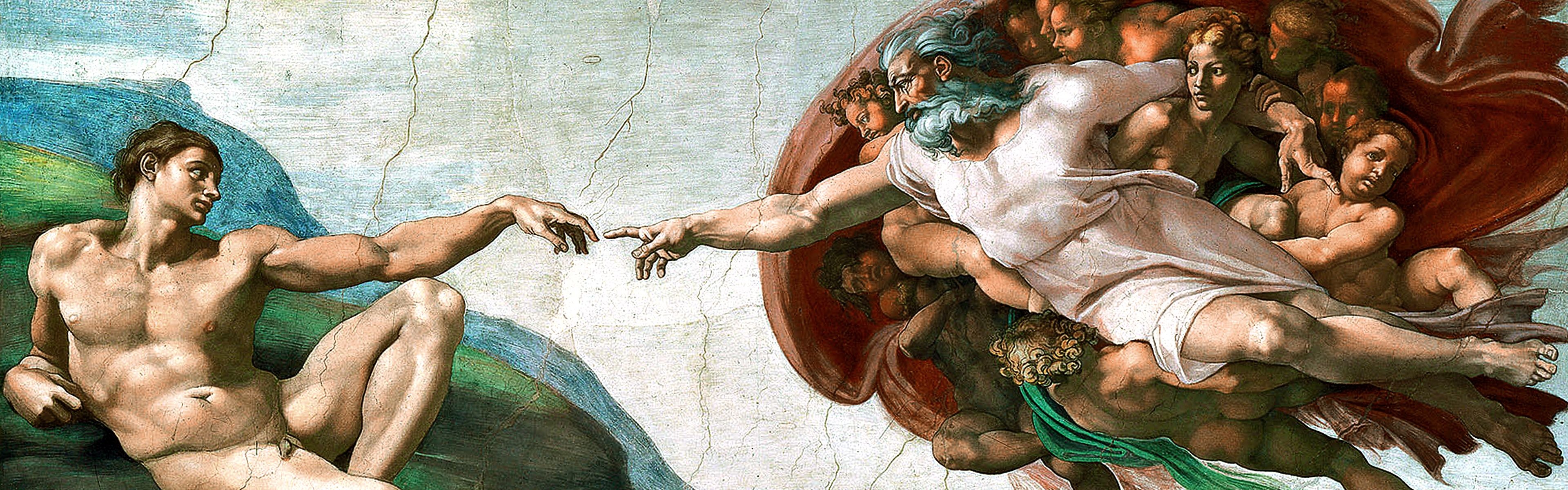 The Creation of Adam, Michelangelo Wallpaper, 3840x1200 Dual Screen Desktop