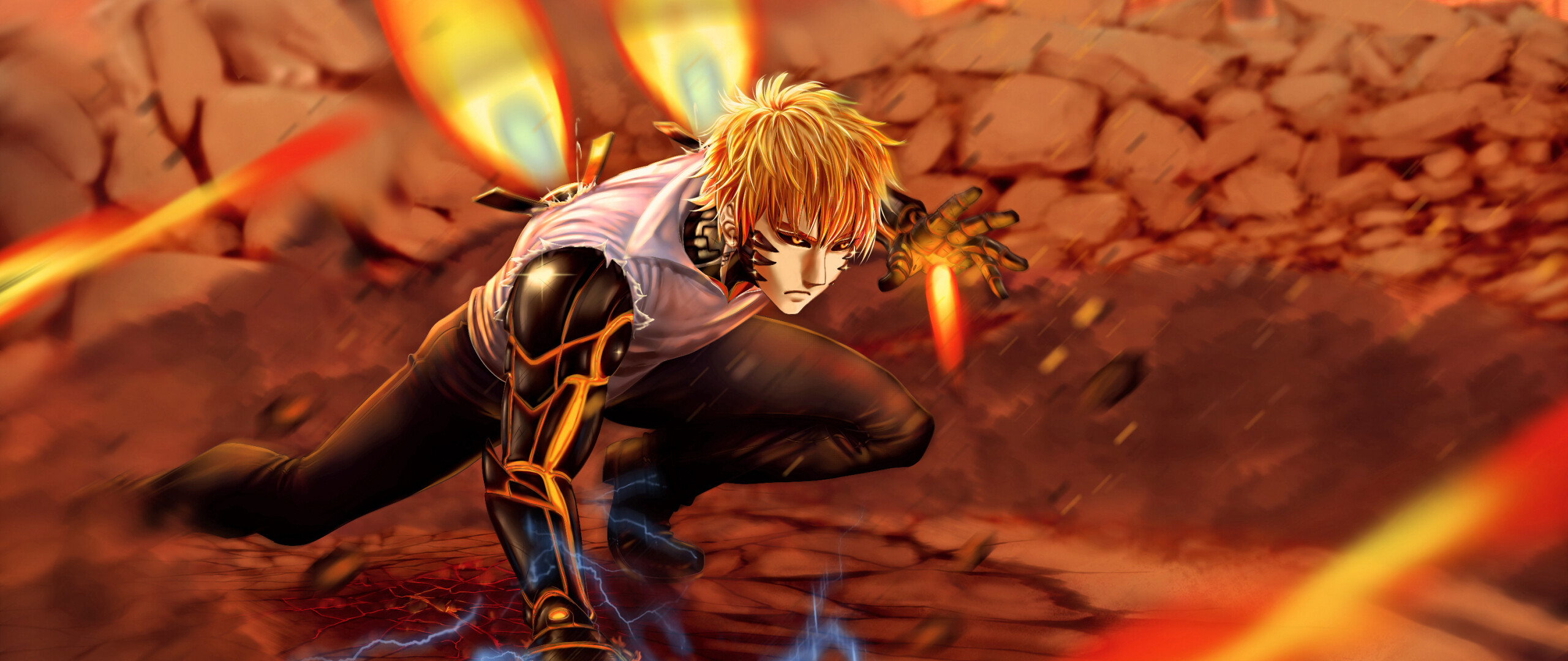 Genos - Anime cyborg, One Punch Man, Dual wide HD wallpaper, 2560x1080 Dual Screen Desktop