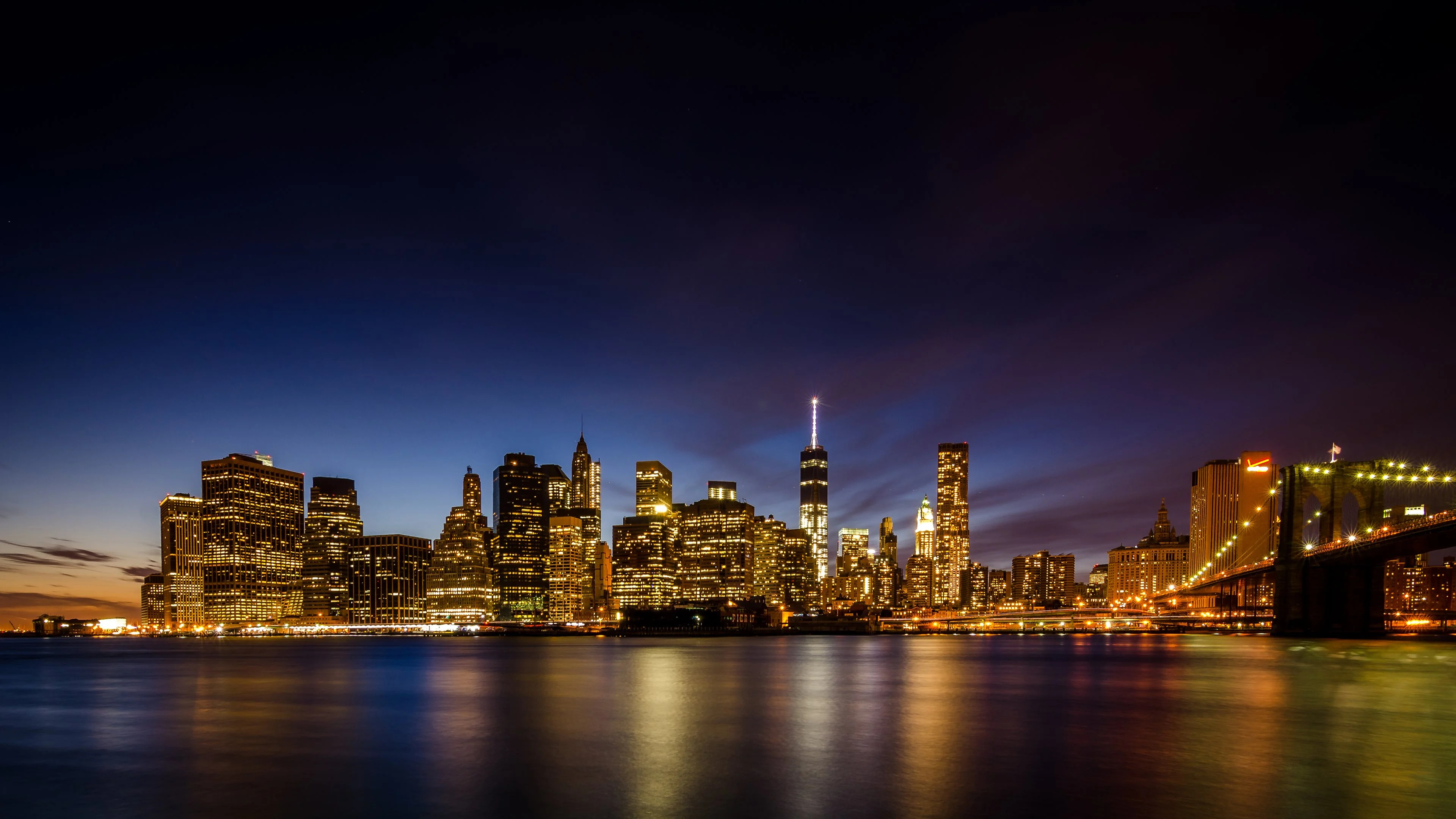 New York City skyscrapers, Nighttime splendor, HD desktop wallpapers, Urban beauty, 3840x2160 4K Desktop