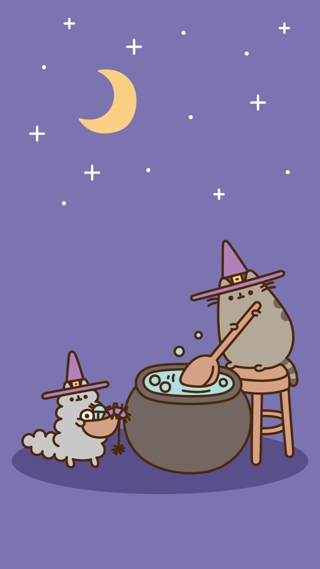 Pusheen cat, Witches Wallpaper, 1250x2210 HD Phone