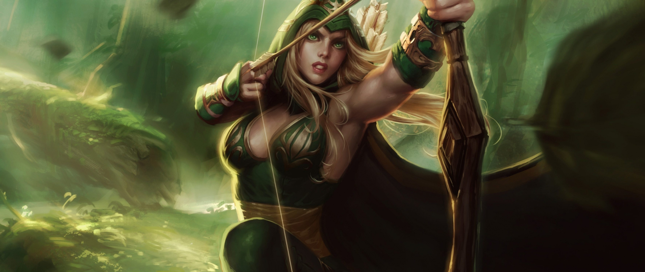 Ashe warrior, League of Legends, Dual wide, Widescreen HD image, 2560x1080 Dual Screen Desktop