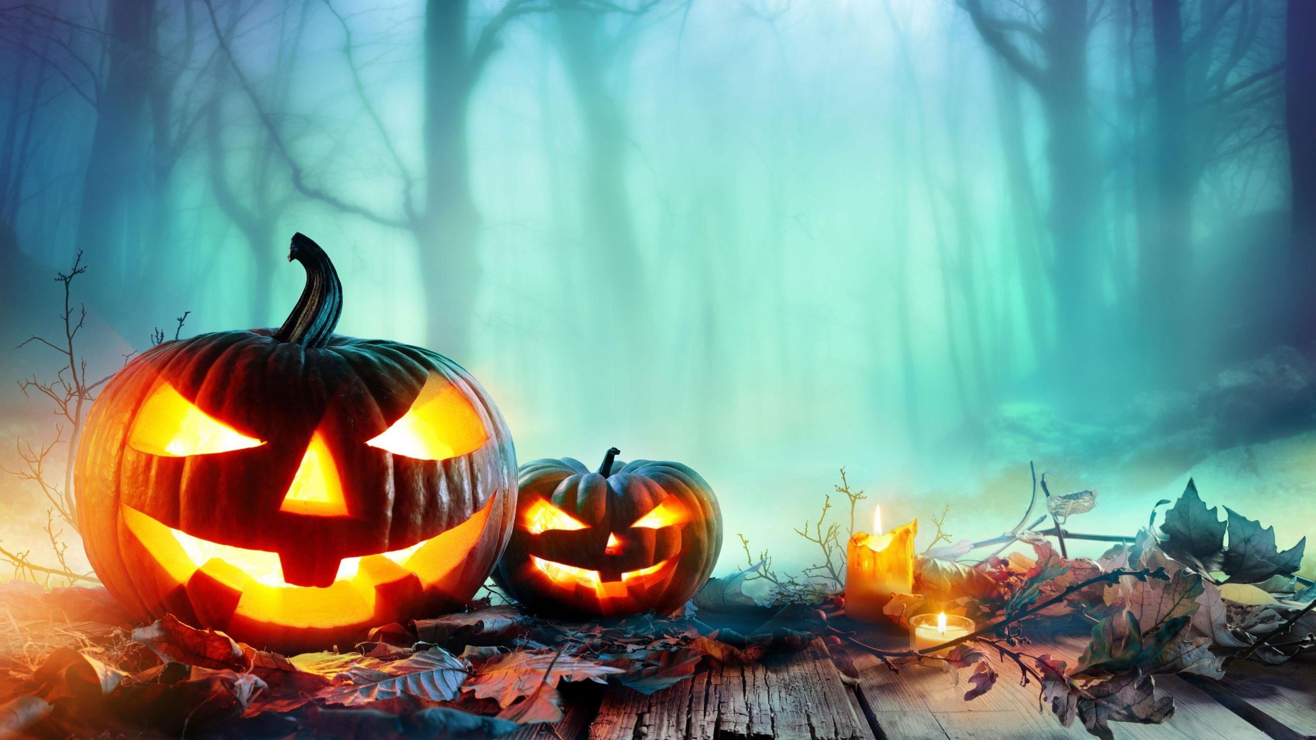 Halloween pumpkins, Wallpaper collection, Calabaza Jack o'lantern, 2560x1440 HD Desktop