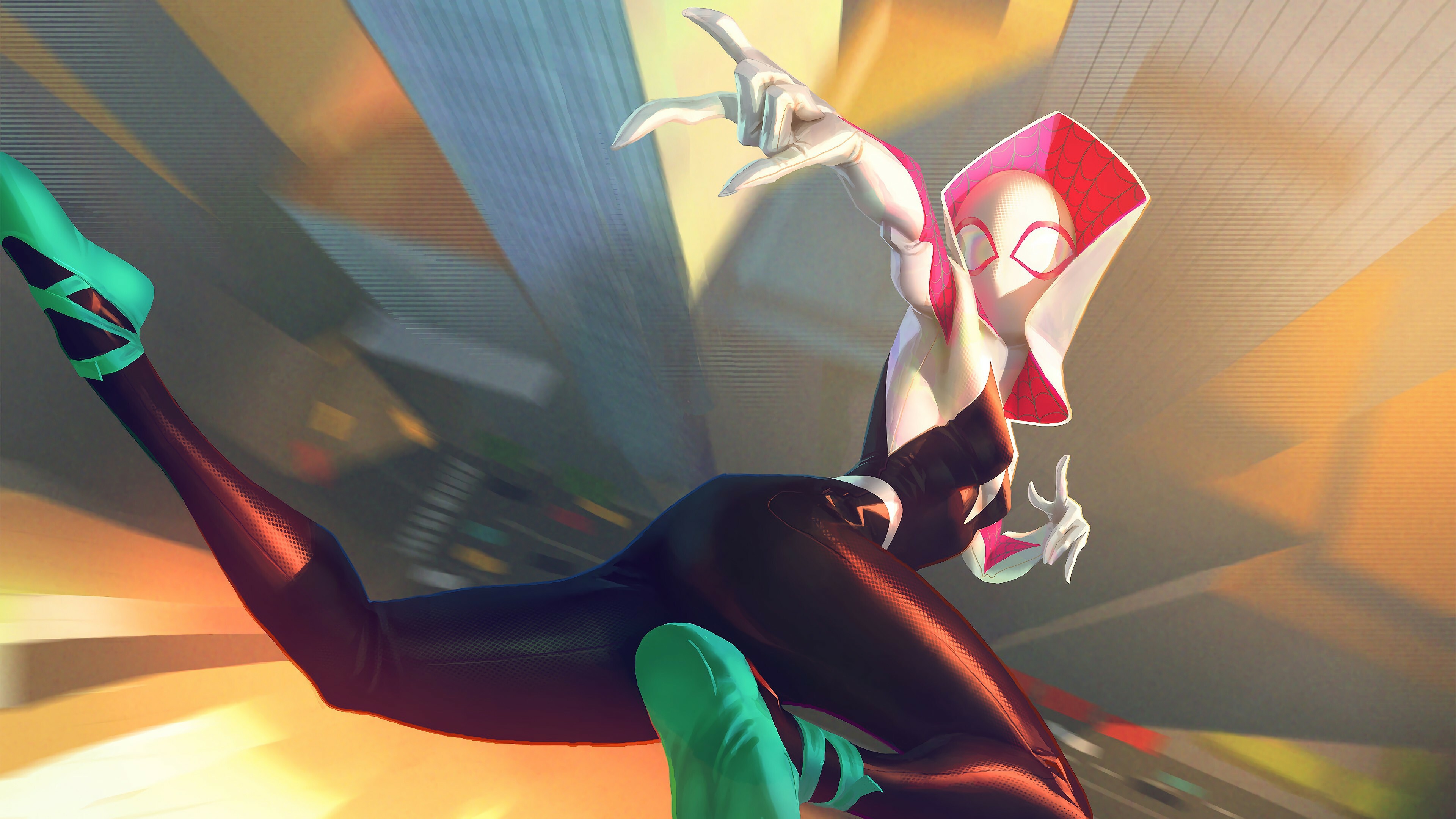 Gwen Stacy Spider-Gwen, Dynamic action, Arachnid powers, Striking visuals, 3840x2160 4K Desktop