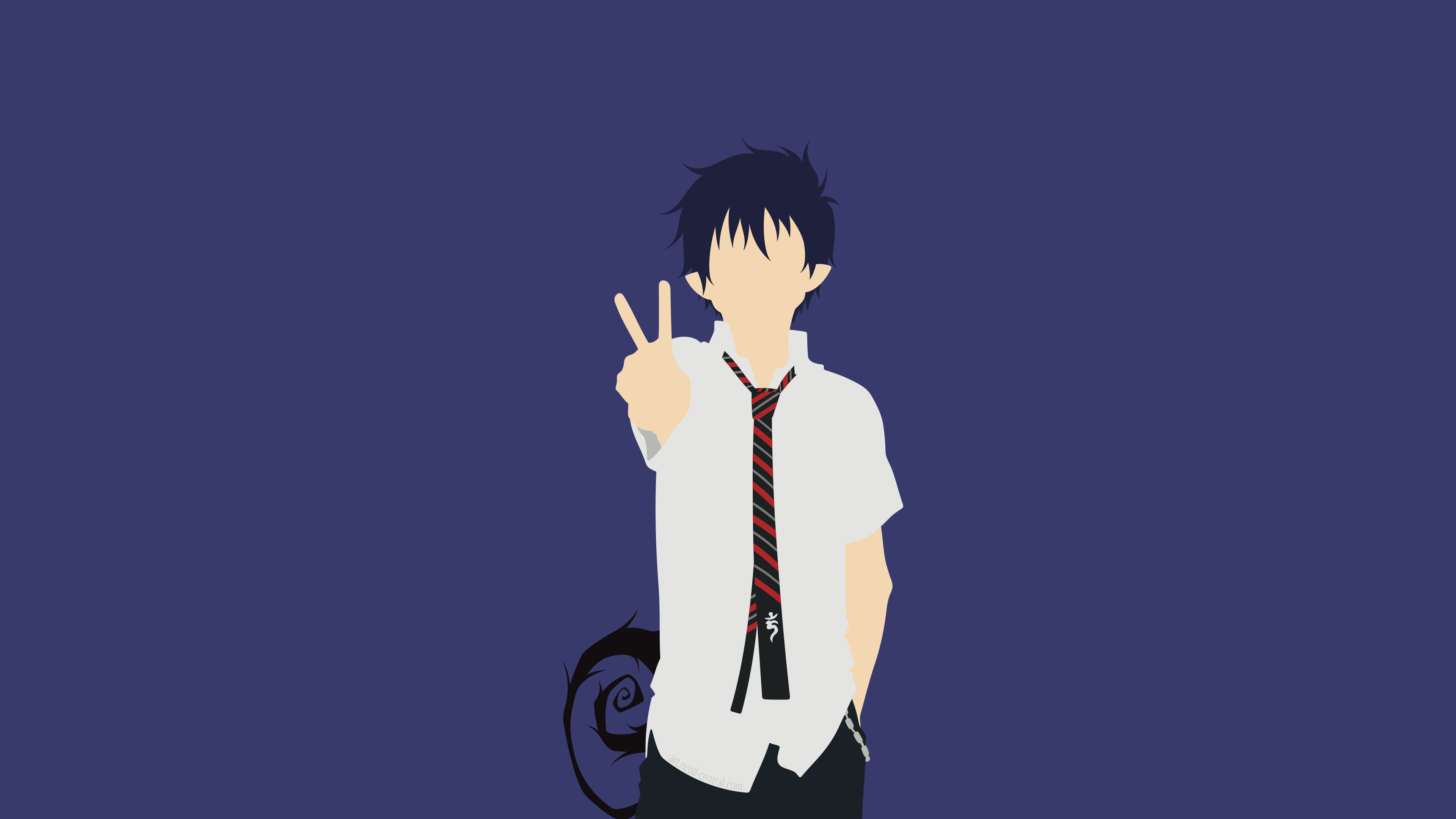 Blue Exorcist minimalist wallpapers, Dark anime, Top free backgrounds, Demon slaying, 3840x2160 4K Desktop