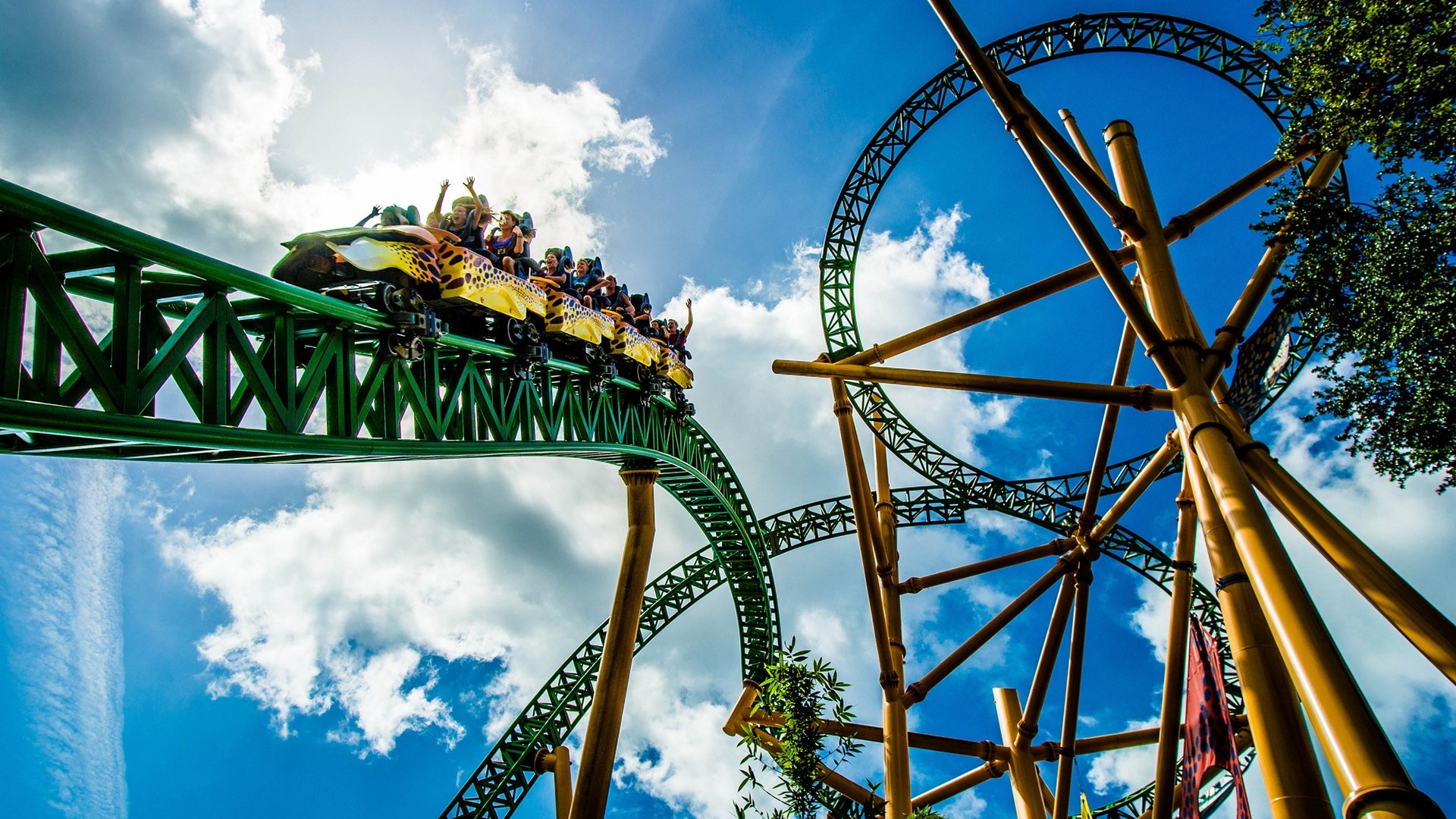 Roller coaster, Amusement park, Adventure ride, Summer fun, 1920x1080 Full HD Desktop