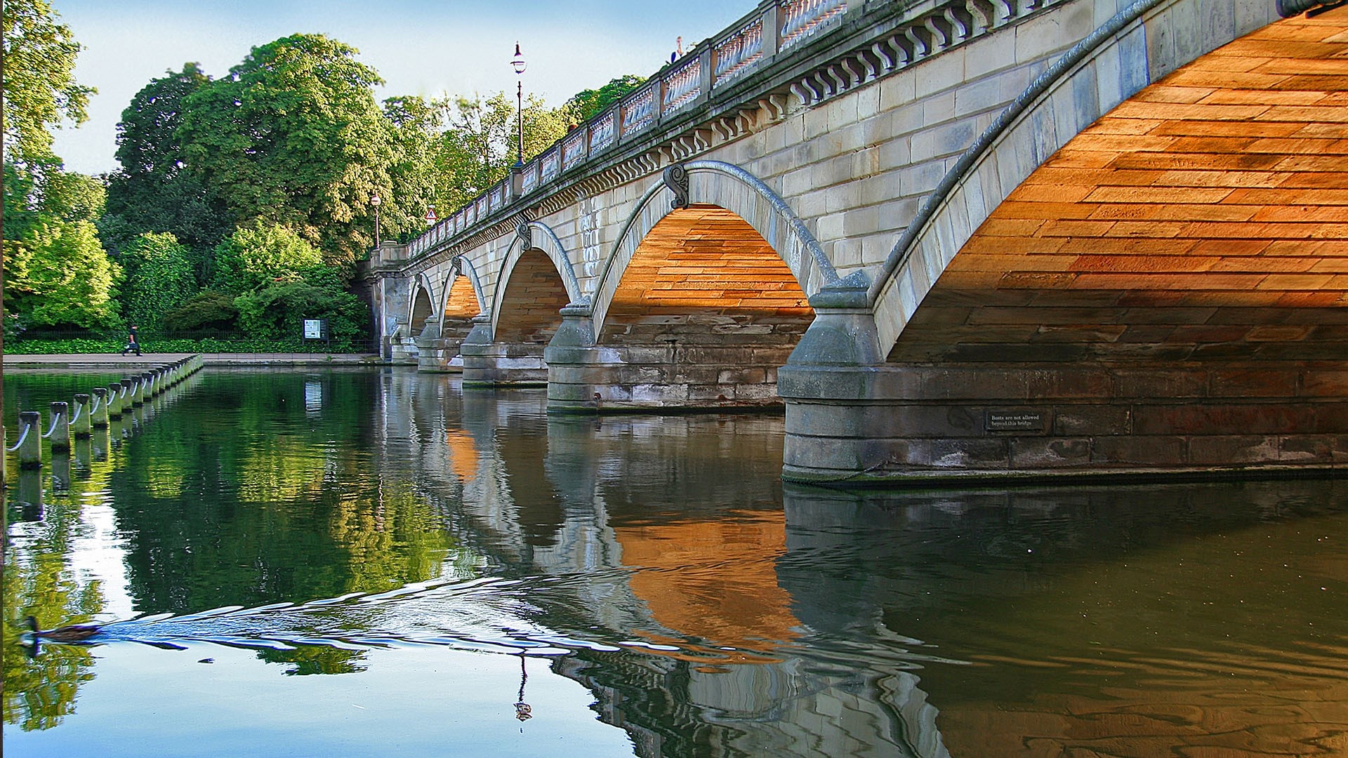 Hyde Park (London), Serpentine Bridge, Sunset in London, Windows 10 Spotlight, 1920x1080 Full HD Desktop