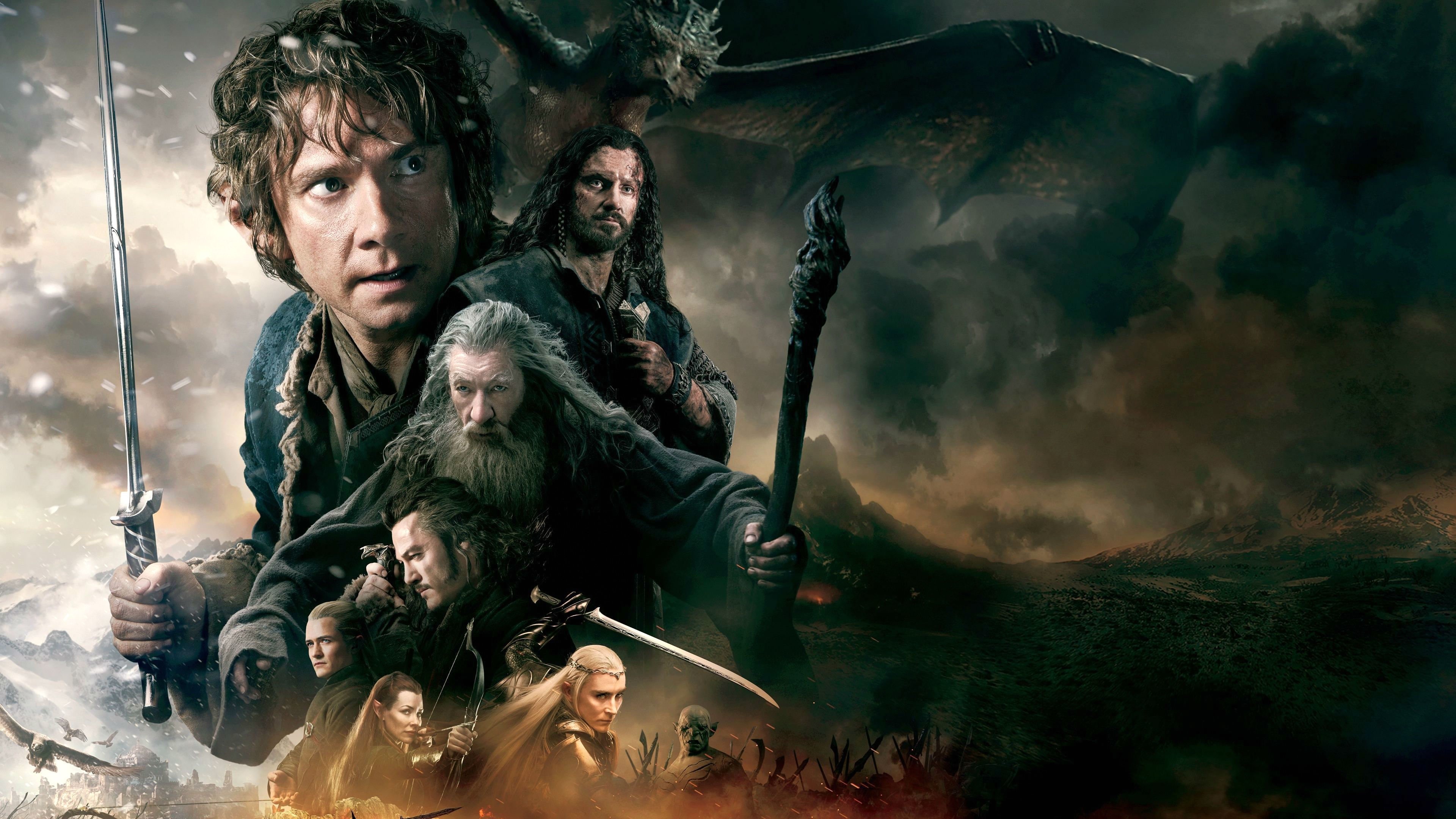 The Hobbit, Battle of the Five Armies, Fantasy battle, Memorable characters, 3840x2160 4K Desktop