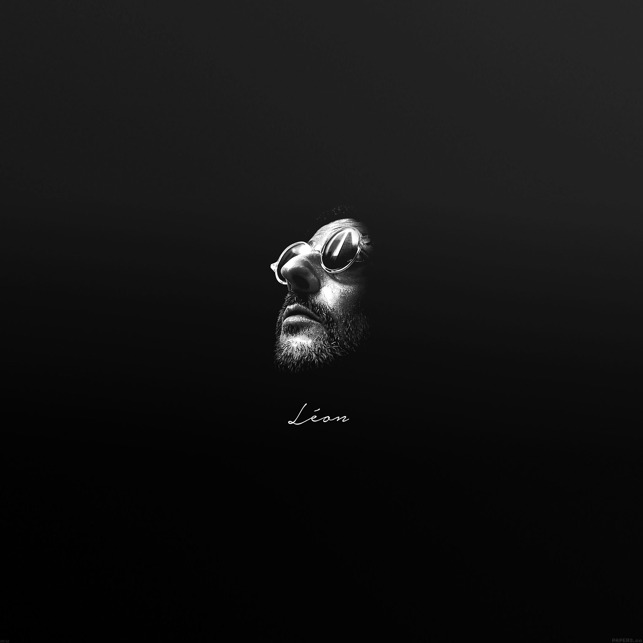 Leon (Movies), Minimalistic art, Striking simplicity, Captivating facial expression, 2050x2050 HD Phone