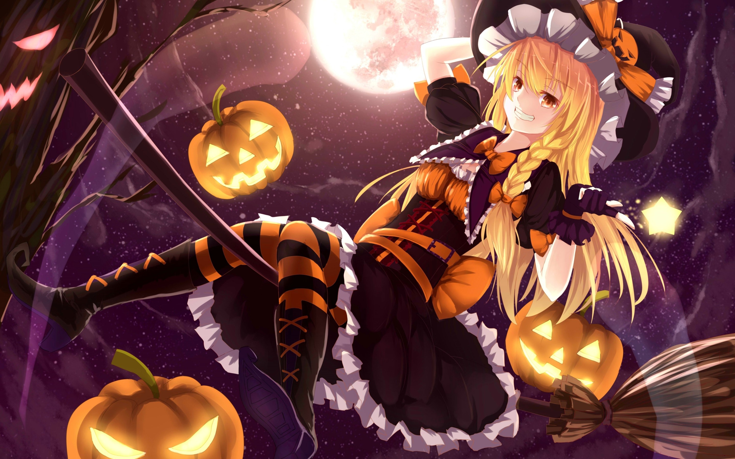 Marisa Kirisame, Halloween Anime Wallpaper, 2880x1800 HD Desktop