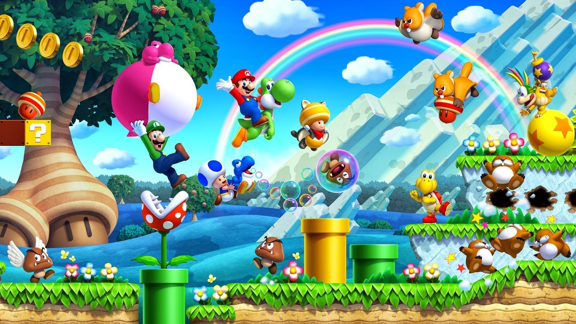 New Super Mario Bros. U, Gaming wallpapers, Nintendo platformer, Mario adventure, 1920x1080 Full HD Desktop