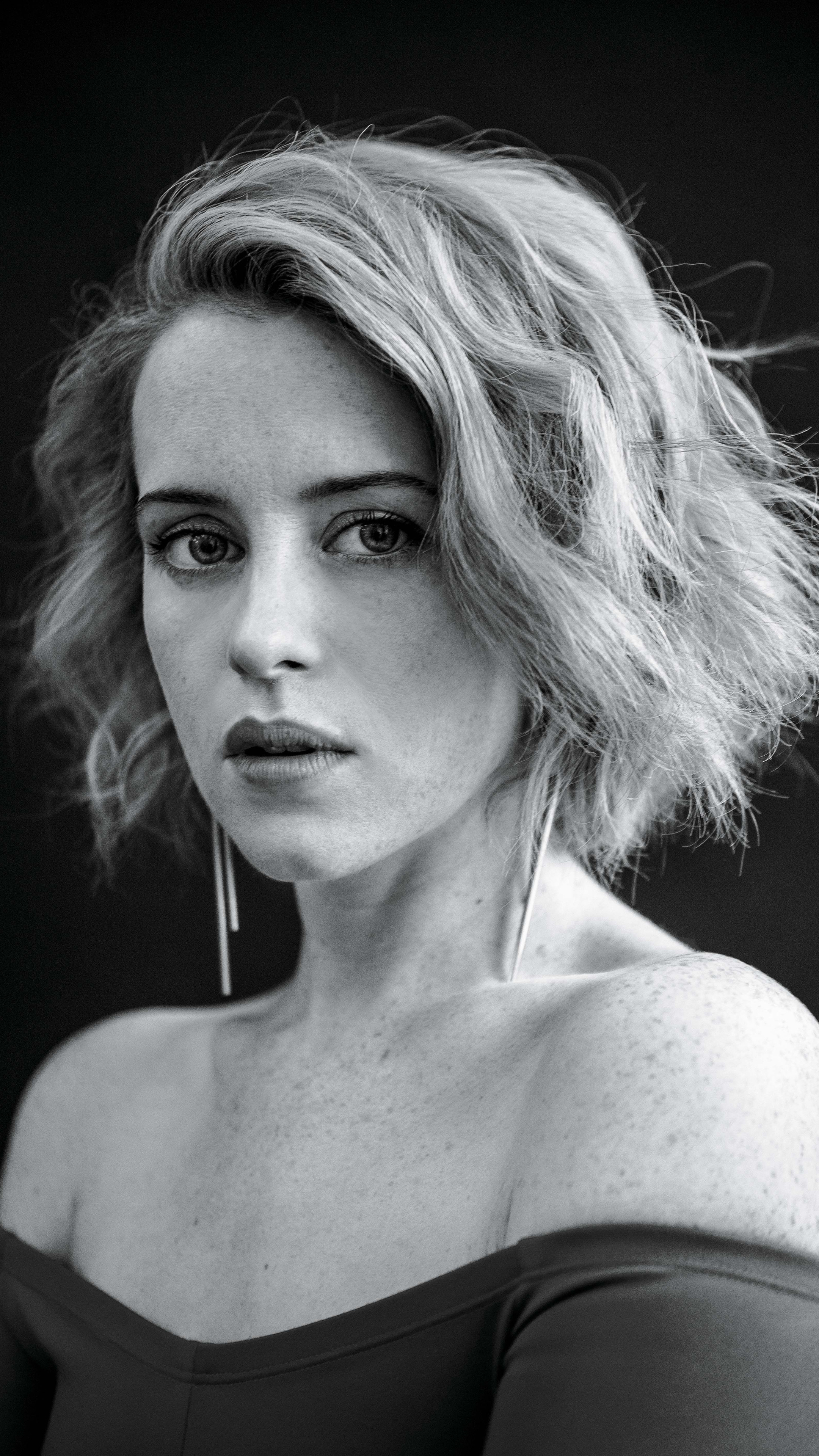 Claire Foy, Movies, Monochrome, Sony Xperia, 2160x3840 4K Phone