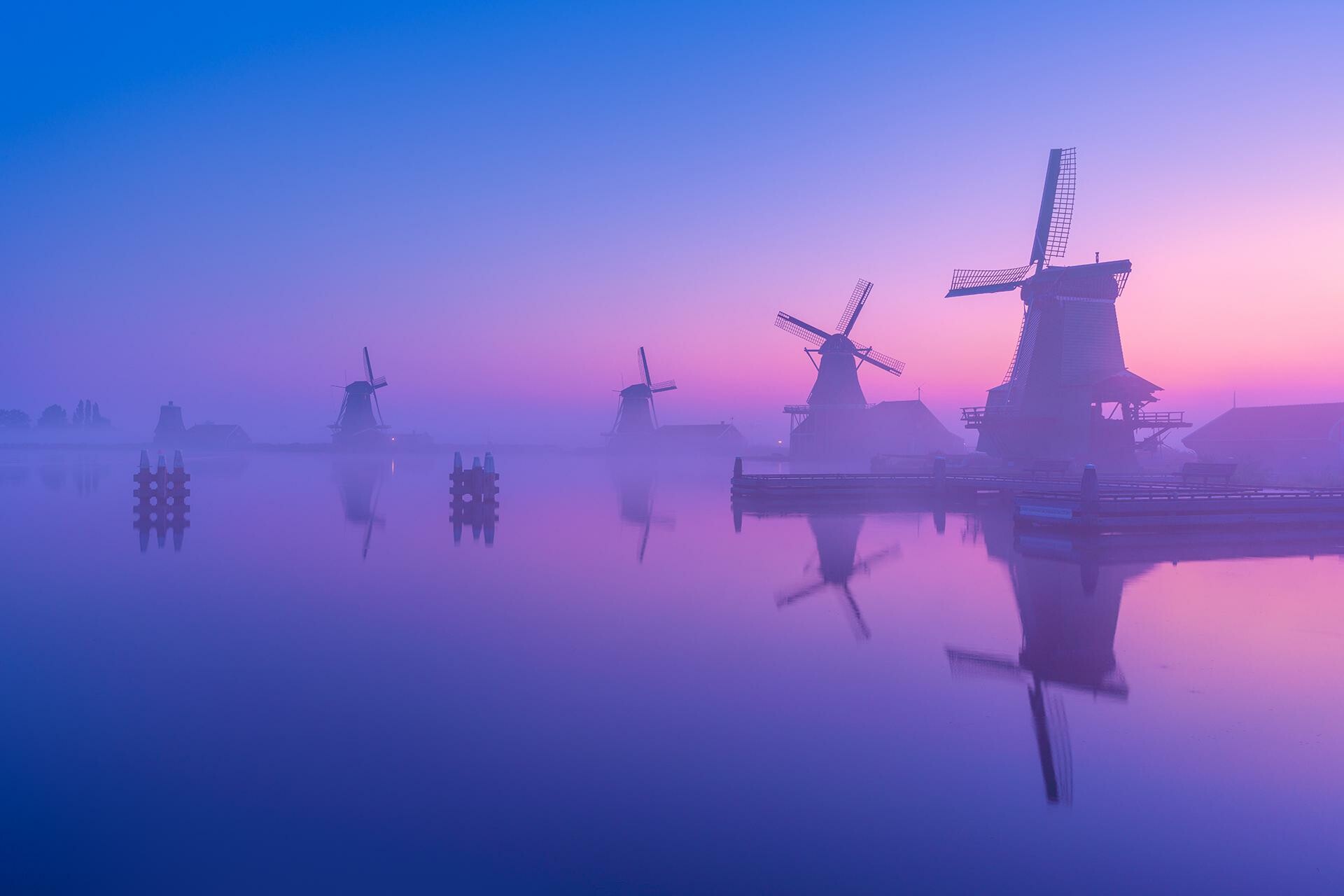 Morning calm, Windmill sunrise, Dutch countryside, Netherlands travels, 1920x1280 HD Desktop