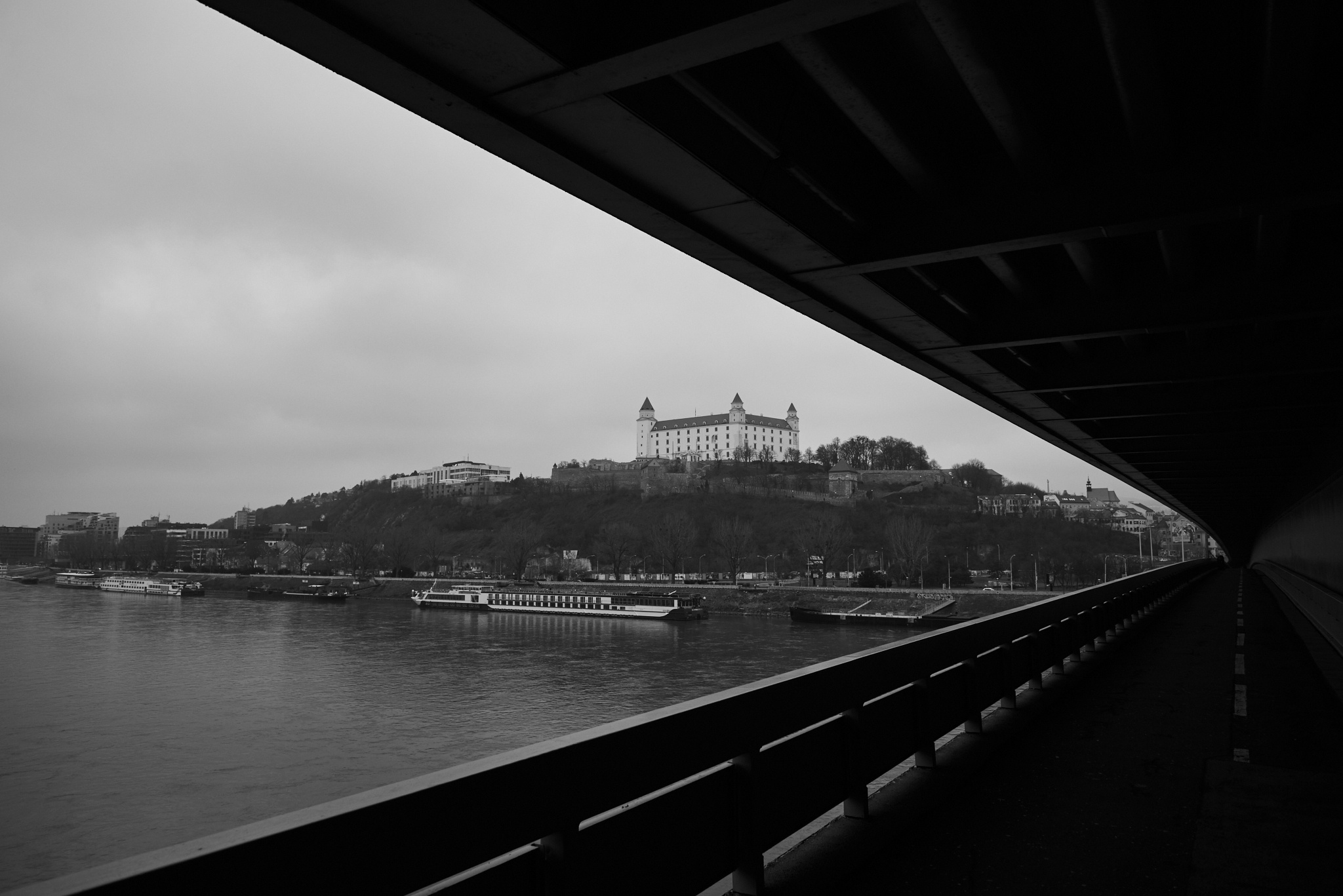 Bratislava, Bridge photography, Monochrome river, Water, 2050x1370 HD Desktop