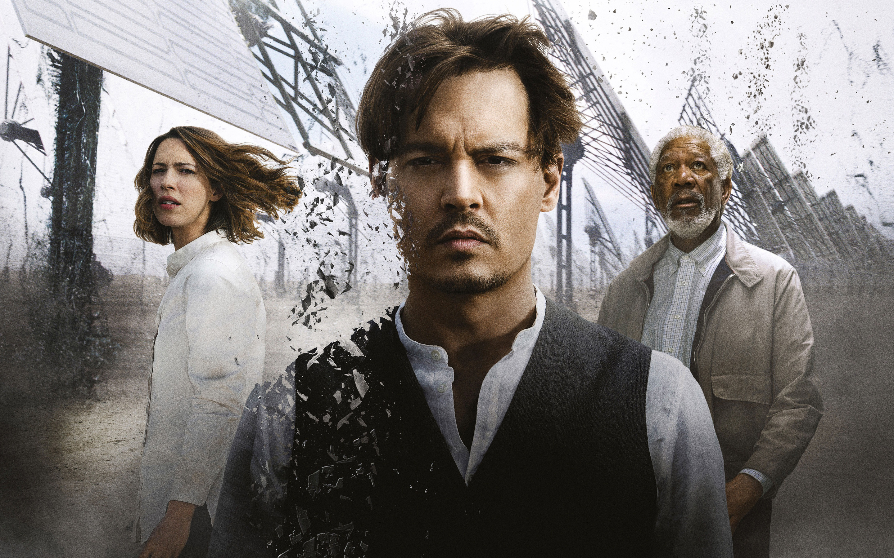 Morgan Freeman, Johnny Depp, Rebecca Hall, Captivating performances, 2880x1800 HD Desktop