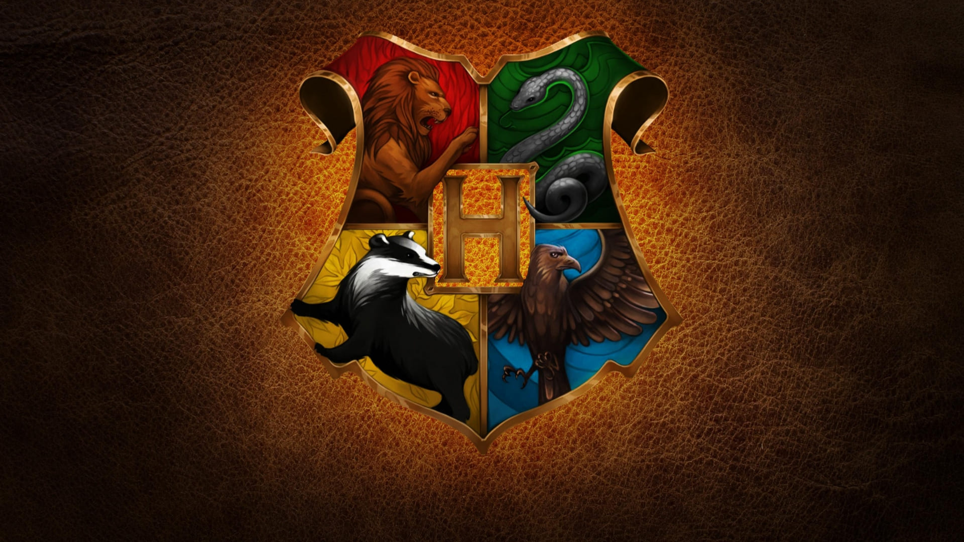 Download wallpaper, Hogwarts crest, Decorative design, Digital art, 1920x1080 Full HD Desktop