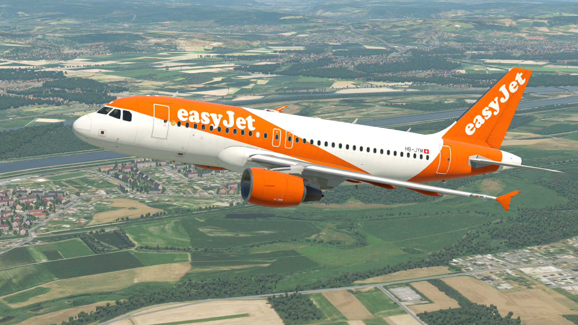 EasyJet Switzerland, Toliss A319 aircraft, Skins liveries forum, Switzerland airlines, 1920x1080 Full HD Desktop