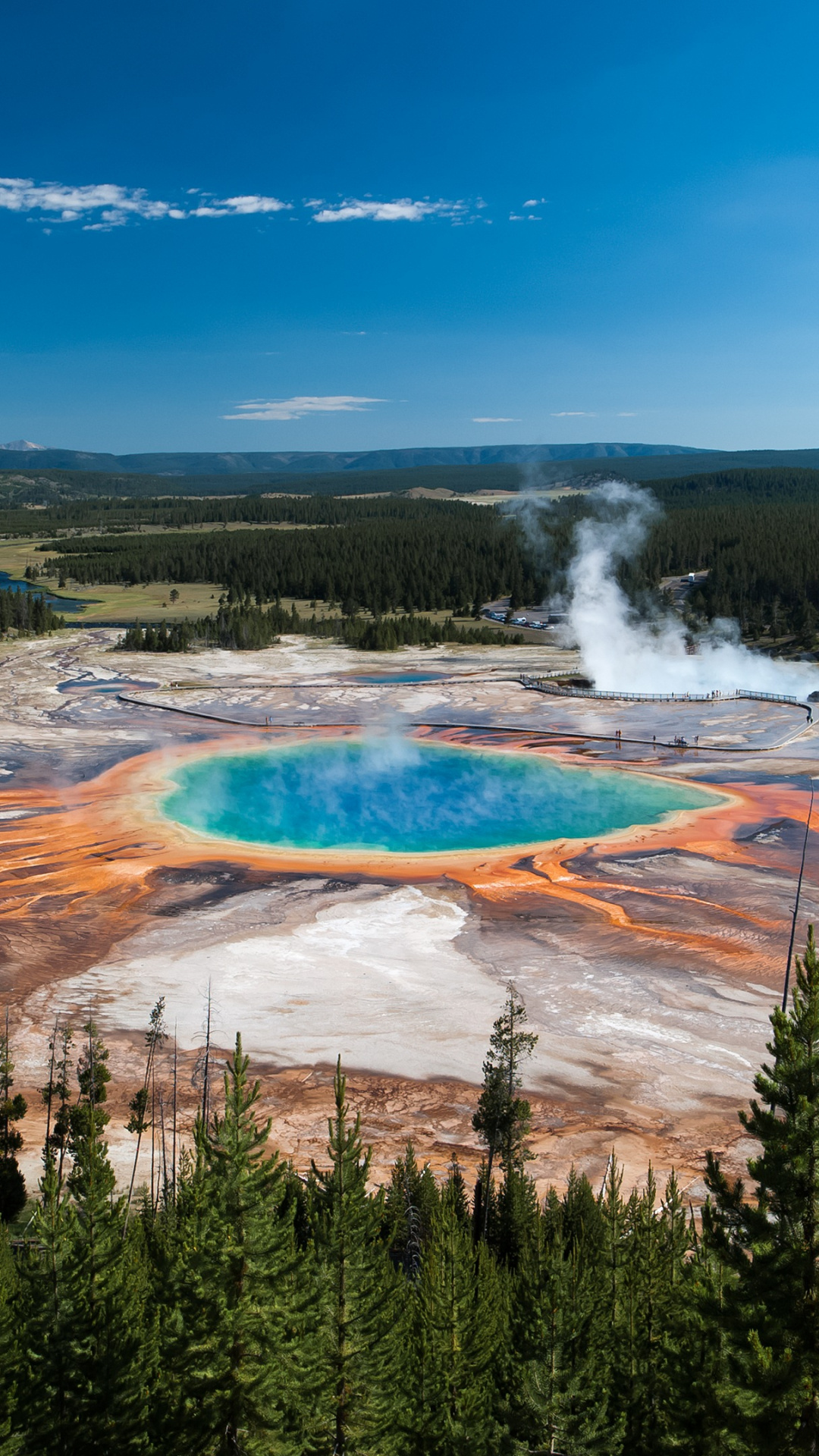 Yellowstone National Park, Sapphire pool, 4K desktop wallpaper, Nature's paradise, 1080x1920 Full HD Phone