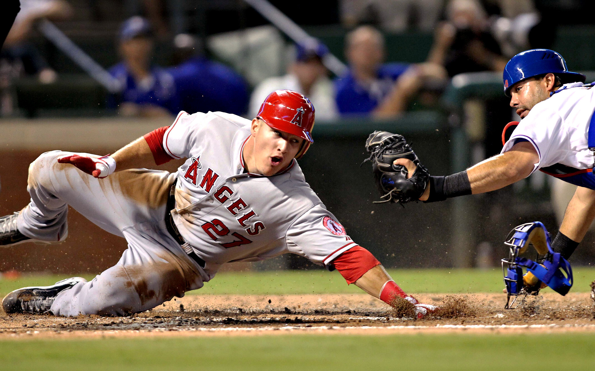 Mike Trout hitting wallpaper, Baseball action shot, Powerful swing, Dynamic player, 2050x1280 HD Desktop