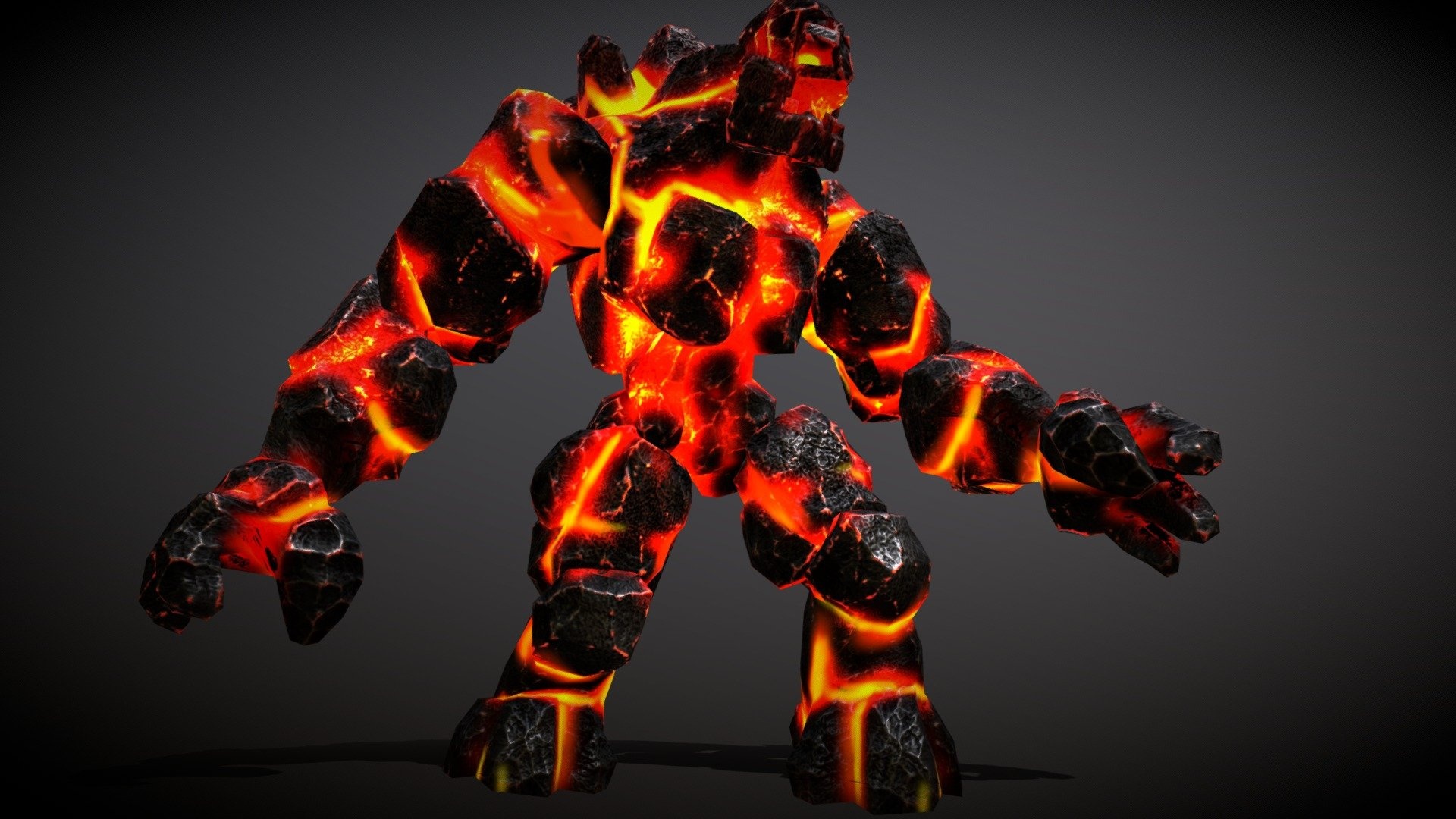 Fire Golem, Fiery entity, 3D model, Realistic representation, 1920x1080 Full HD Desktop