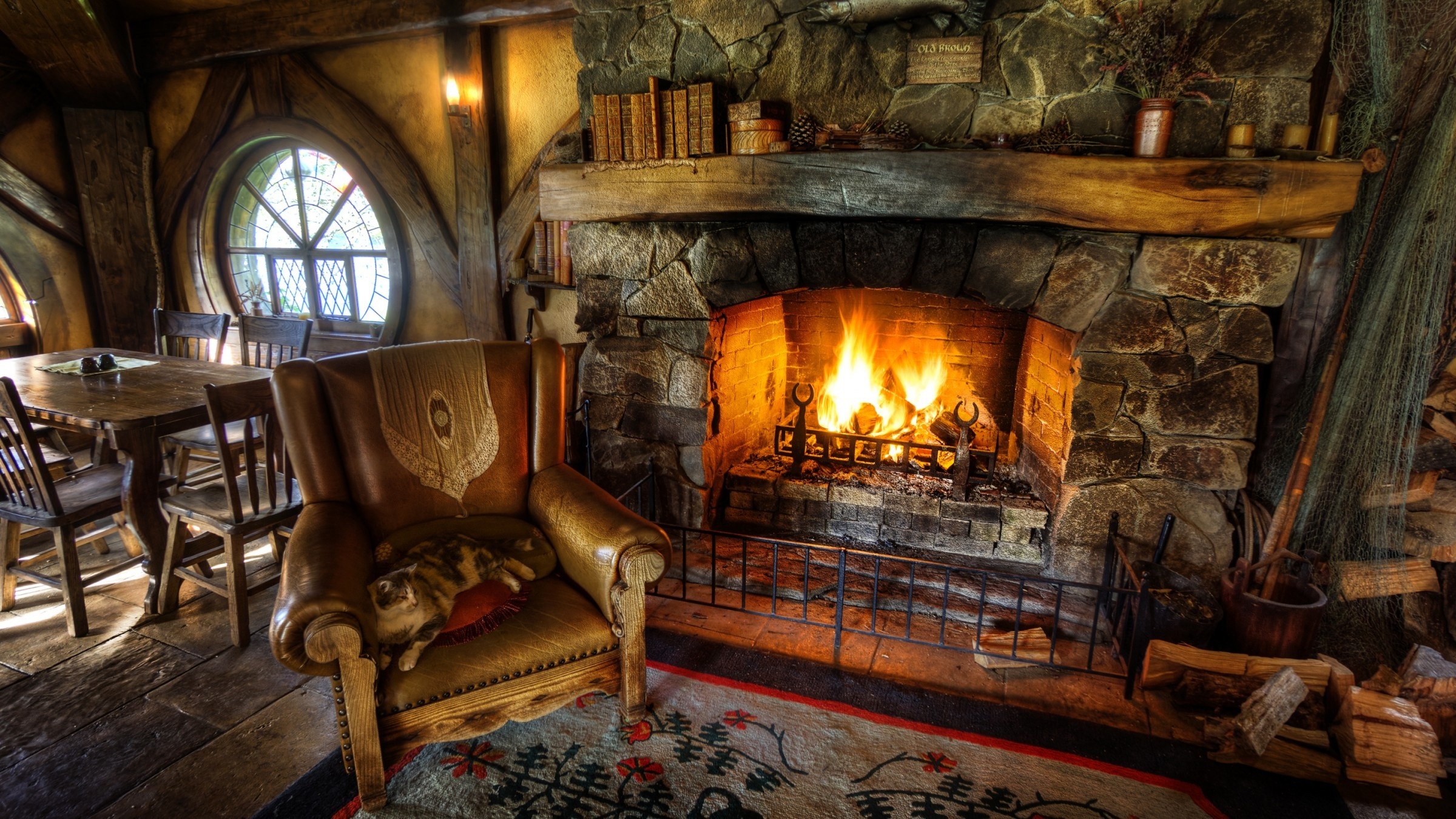 Fireplace wallpaper, High-resolution background, Perfect for screens, 2400x1350 HD Desktop