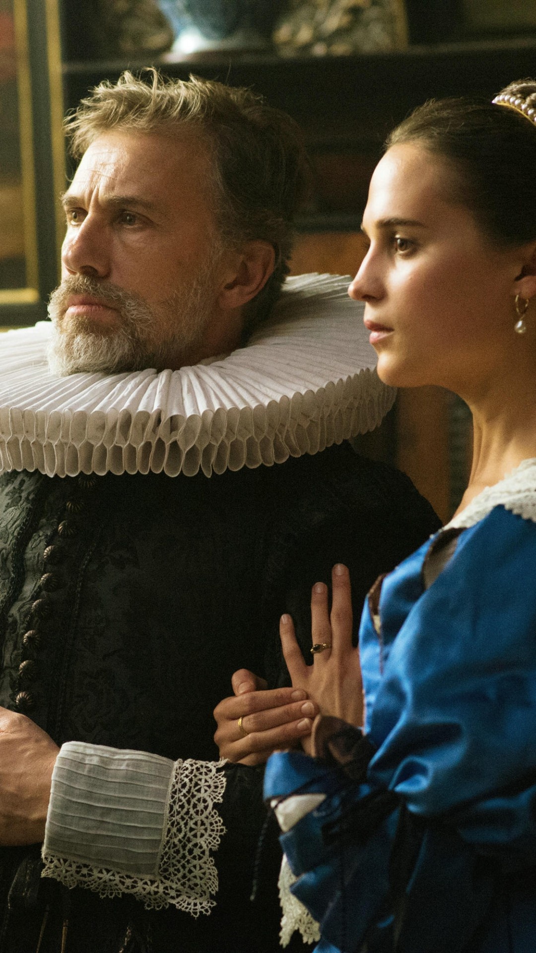 Tulip Fever, Alicia Vikander, Christoph Waltz, Best movies, 1080x1920 Full HD Phone