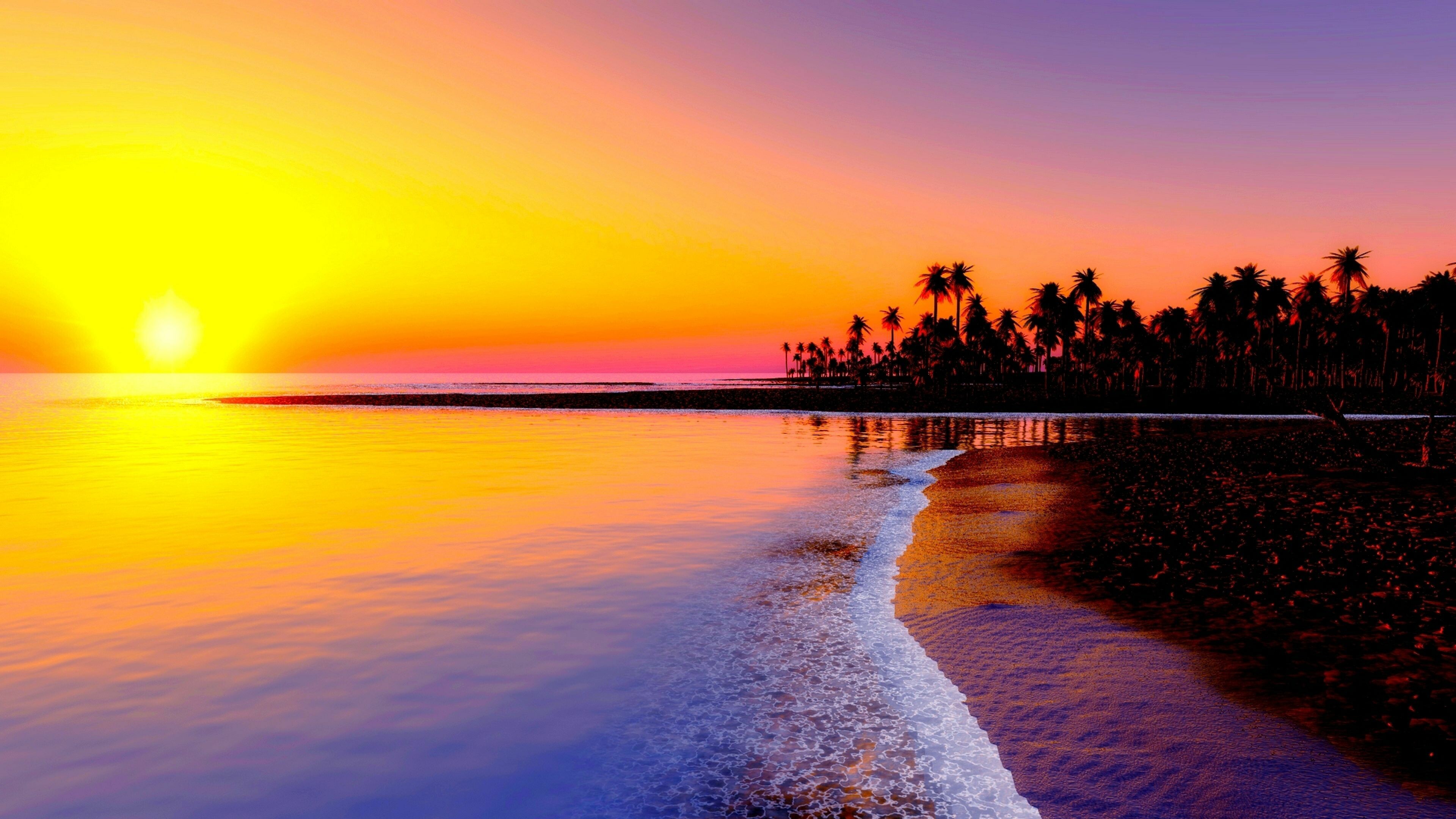 Tropical beach, Sunsets Wallpaper, 3840x2160 4K Desktop