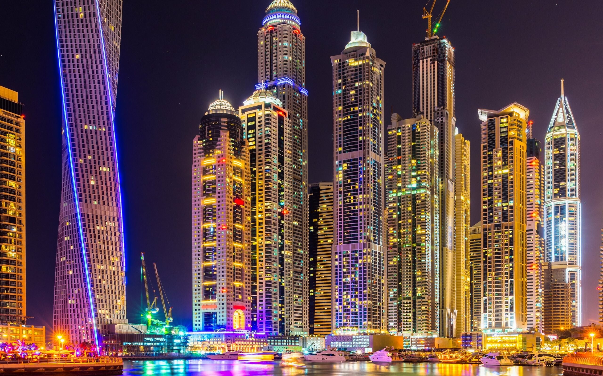 United Arab Emirates, Dubai night, Neon lights, High quality, 2560x1600 HD Desktop