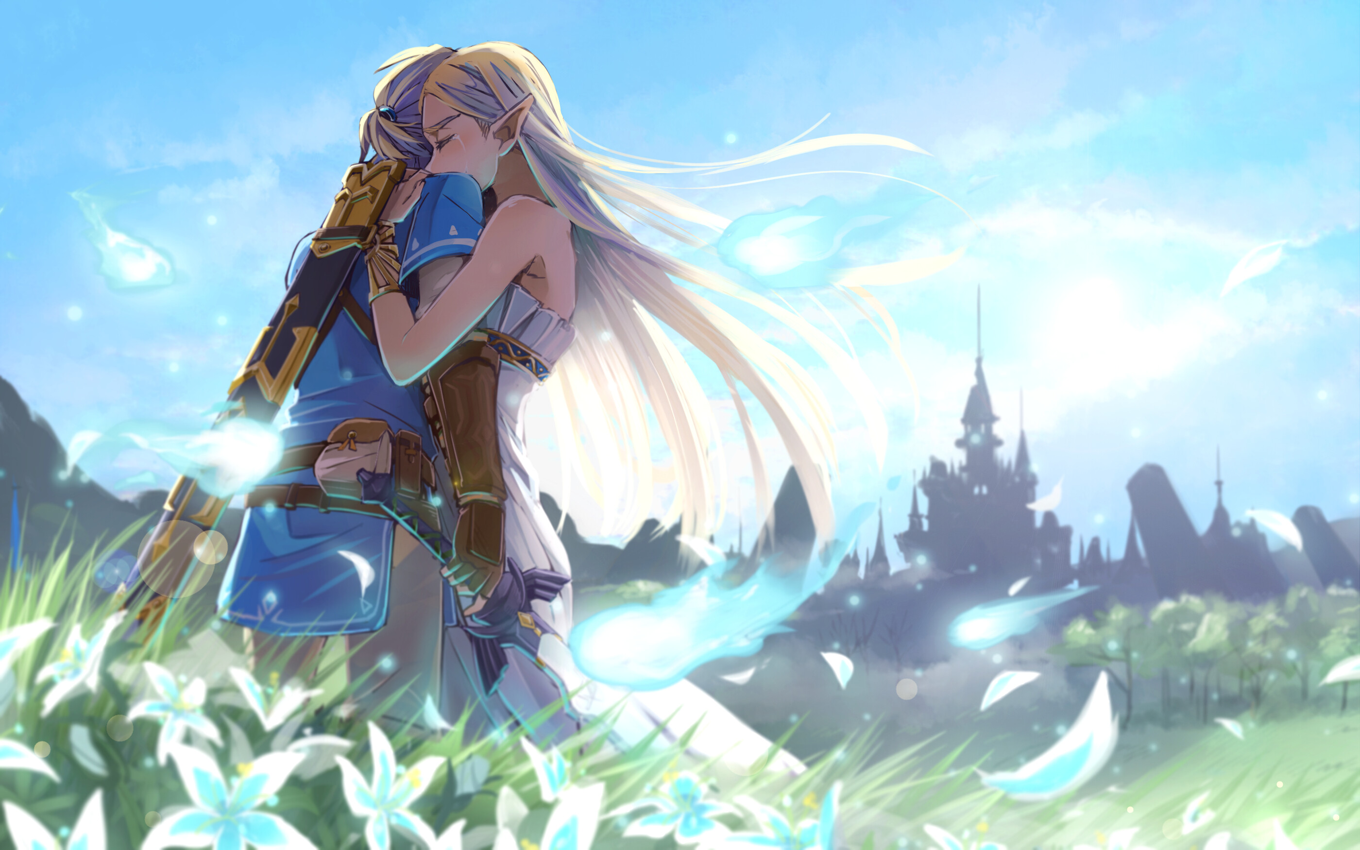 Link and Zelda, Hugs Wallpaper, 2800x1750 HD Desktop