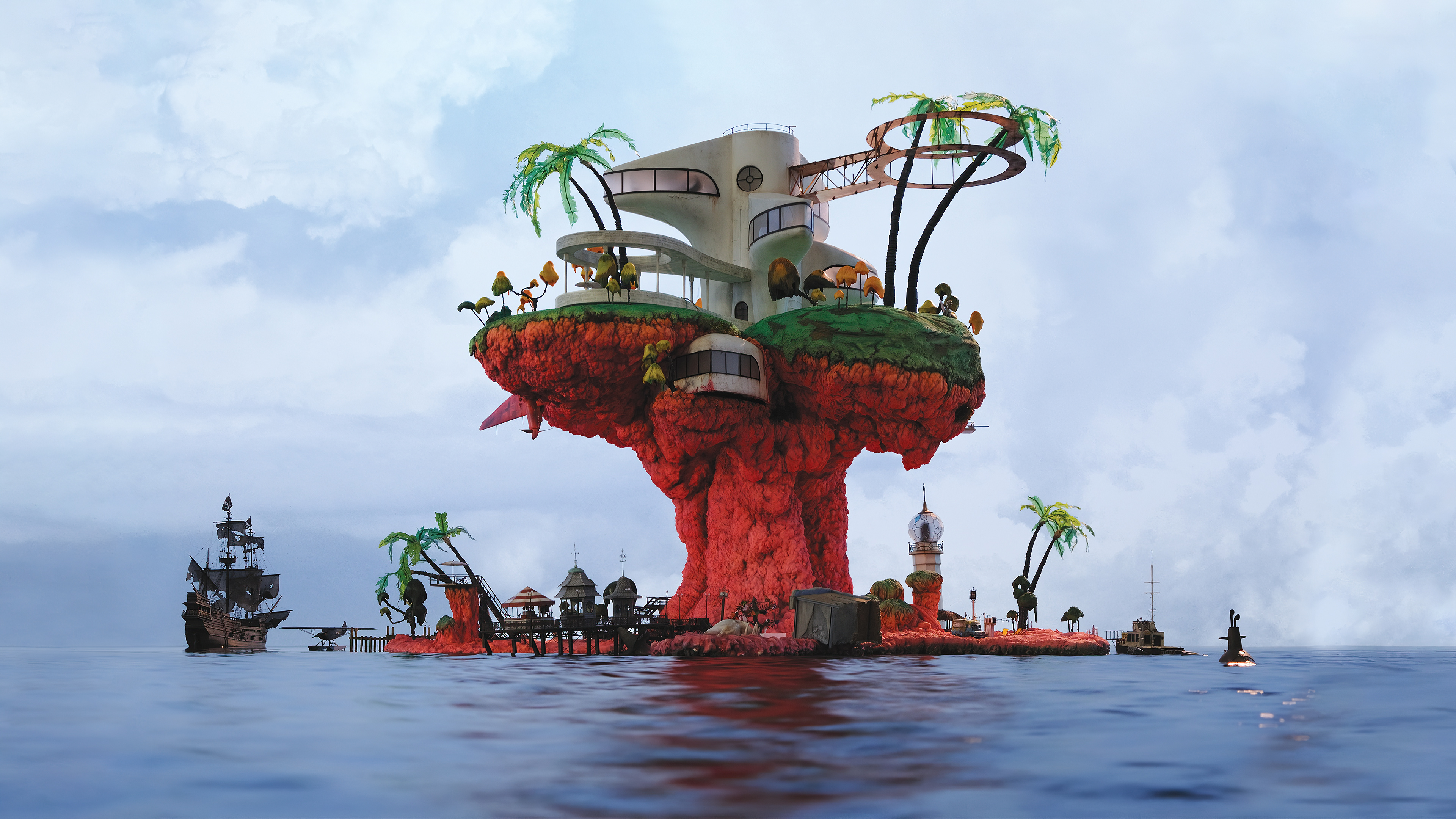 Gorillaz, Plastic Beach, Artistic wallpapers, Album cover inspiration, 3840x2160 4K Desktop