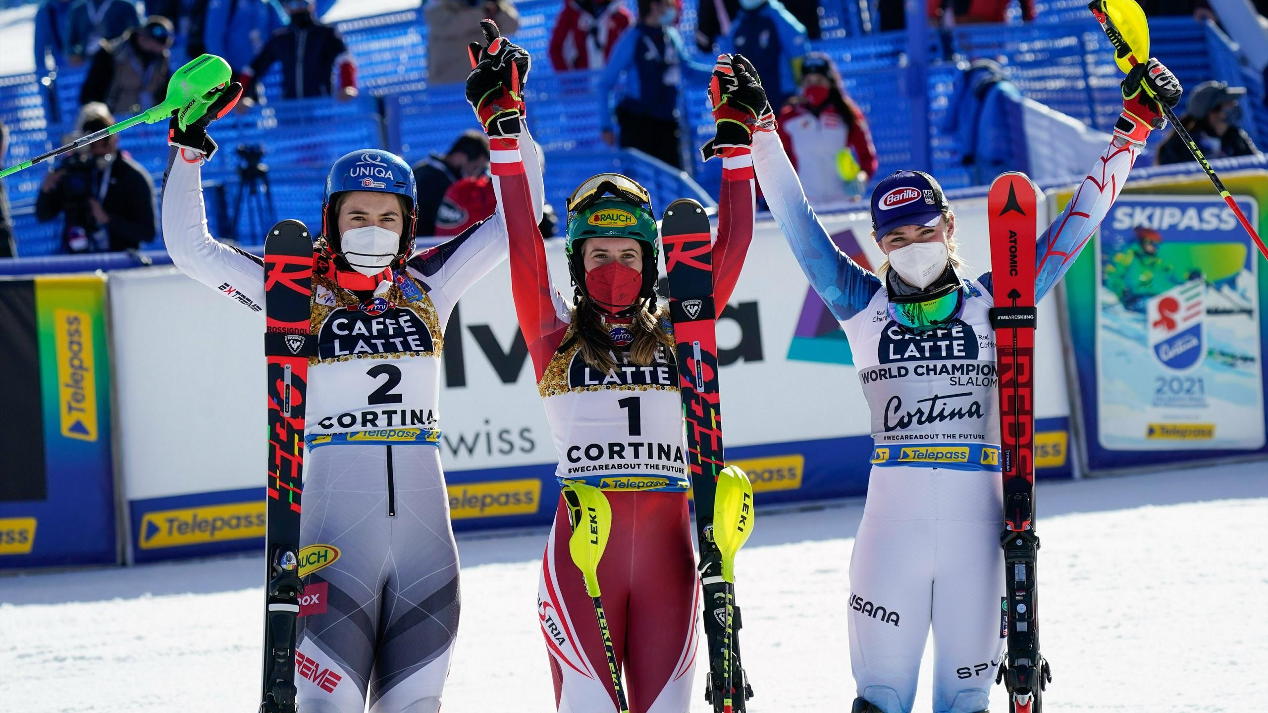 Mikaela Shiffrin and Petra Vlhova, Katharina Liensberger Wallpaper, 2560x1440 HD Desktop