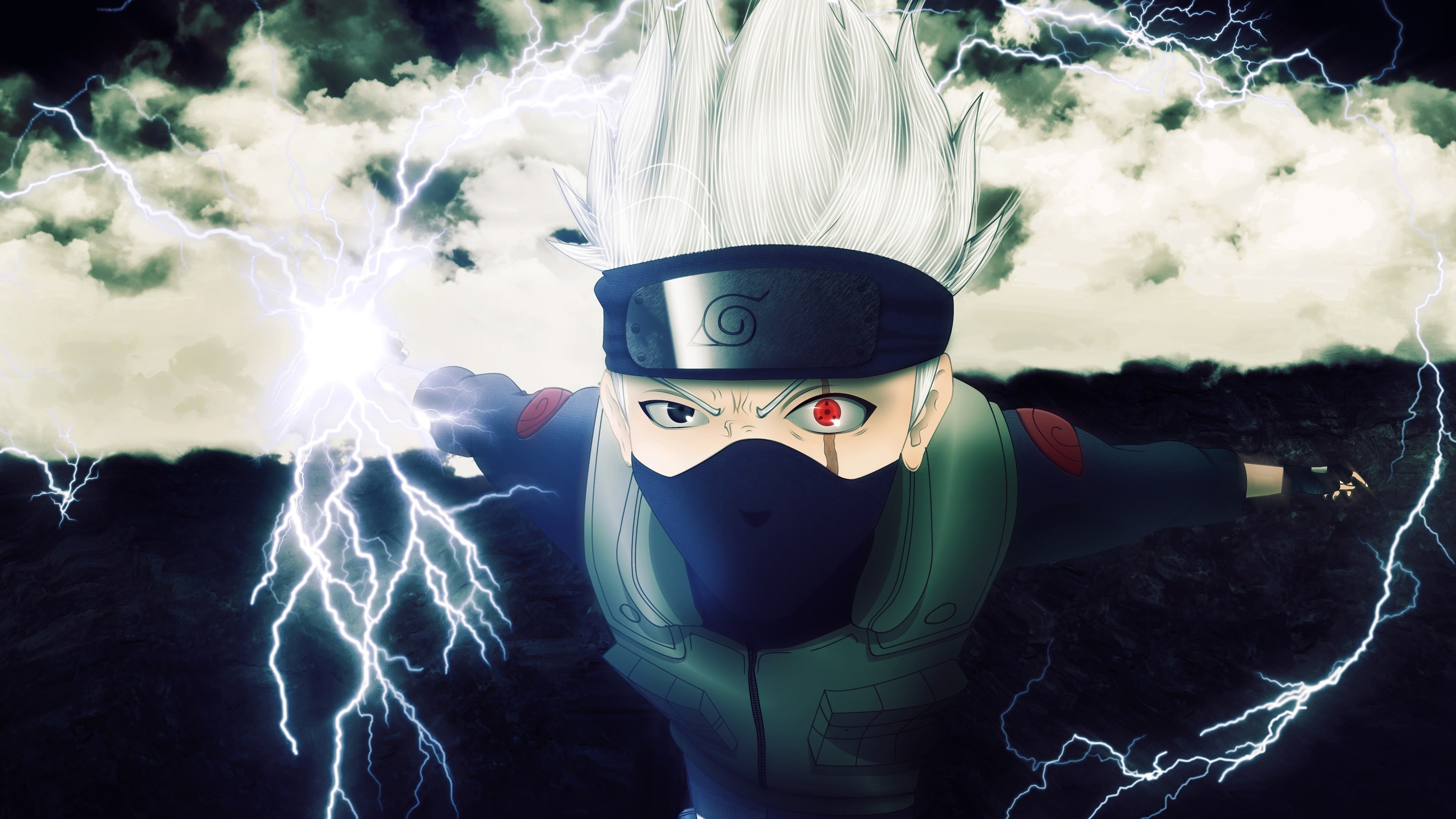 Kakashi Hatake Sharingan, Hypnotic eye, Unleashing power, Fearless warrior, 3840x2160 4K Desktop