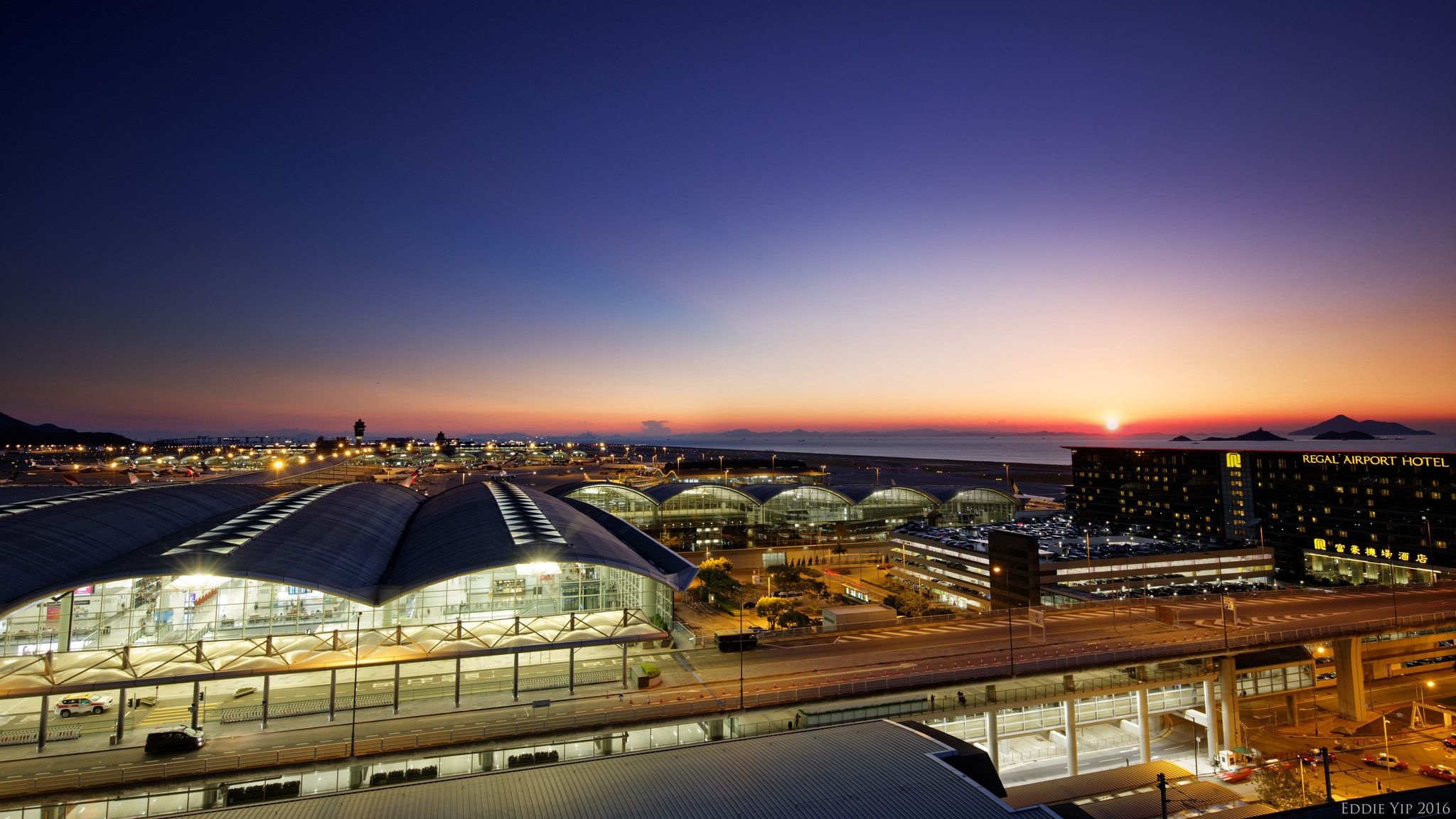 Hong Kong International Airport, Aerial views, Captivating wallpapers, Travel inspiration, 2050x1160 HD Desktop