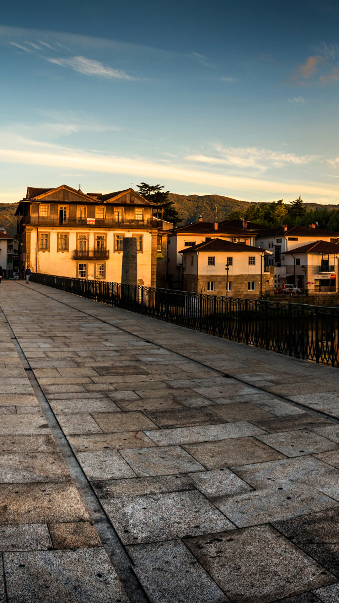 Historic Roman bridge, Chaves evening, Tranquil setting, Scenic beauty, 1080x1920 Full HD Phone