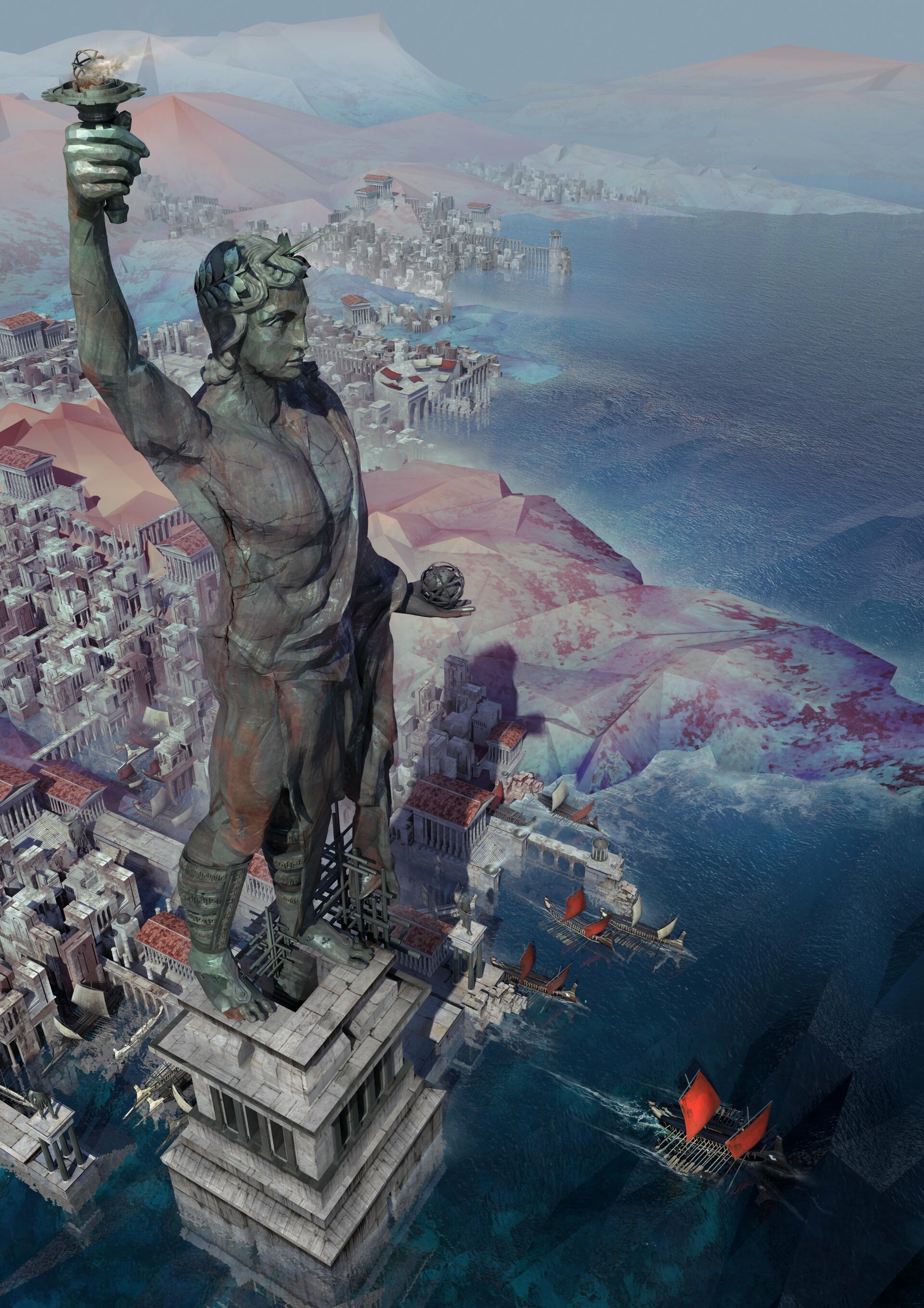 Colossus of Rhodes, Seven Wonders Wallpaper, 1920x2720 HD Phone