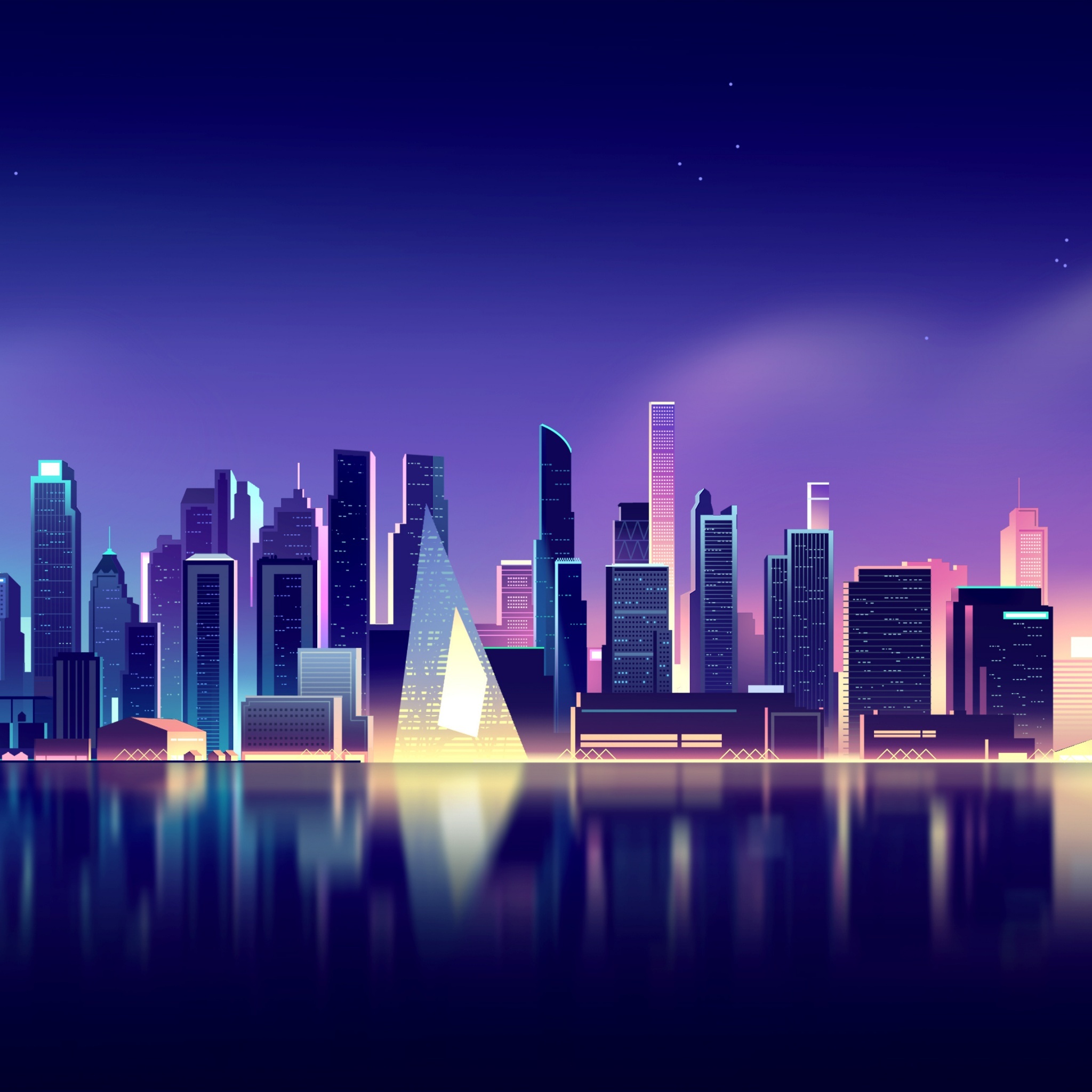 Neon skyline wallpaper, iPad retina wallpaper, Various wallpapers, High-definition, 2050x2050 HD Phone