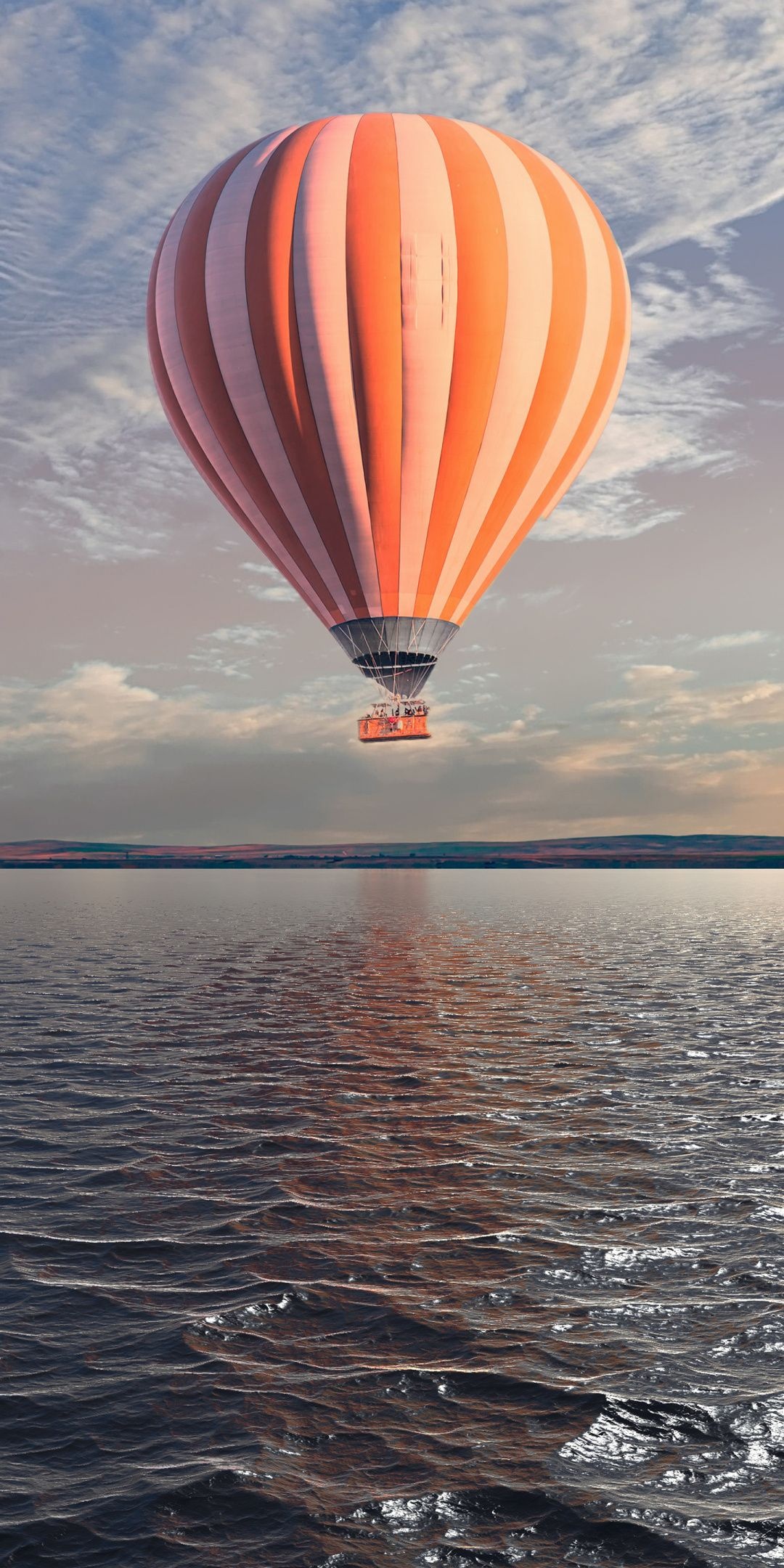 Balloon flight over lake, Scenic wallpaper, Charming chat background, Serene view, 1080x2160 HD Phone