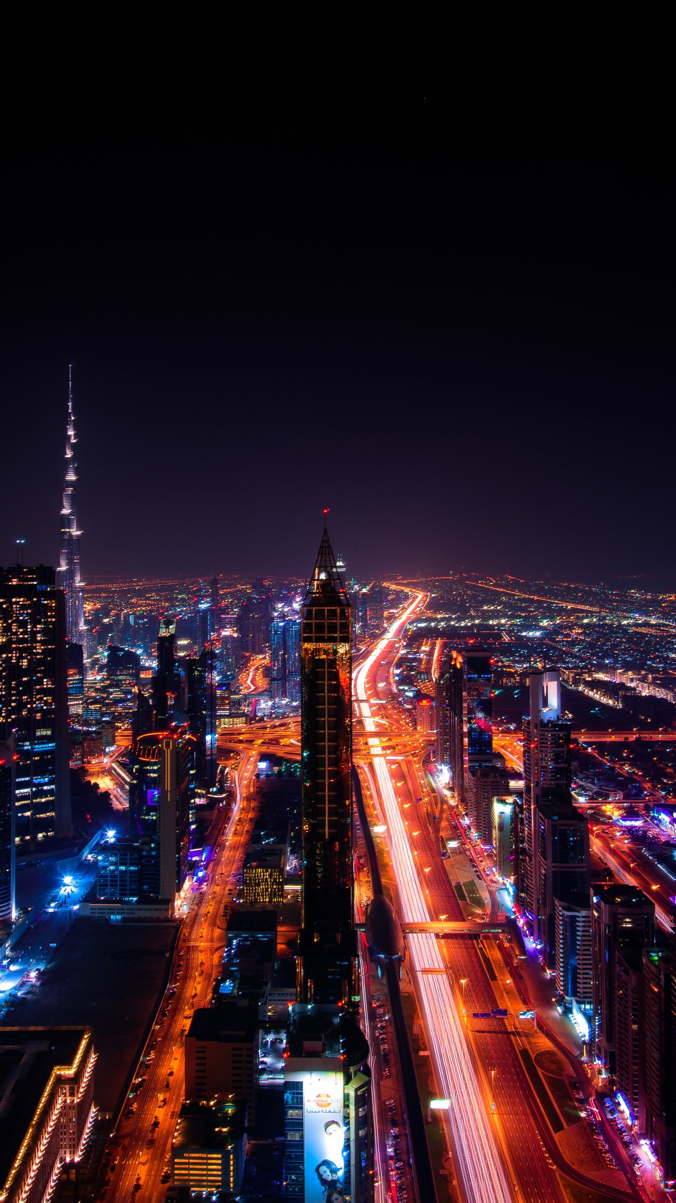 United Arab Emirates travels, Dubai at night, 7K UHD wallpaper, 2160x3840 4K Phone