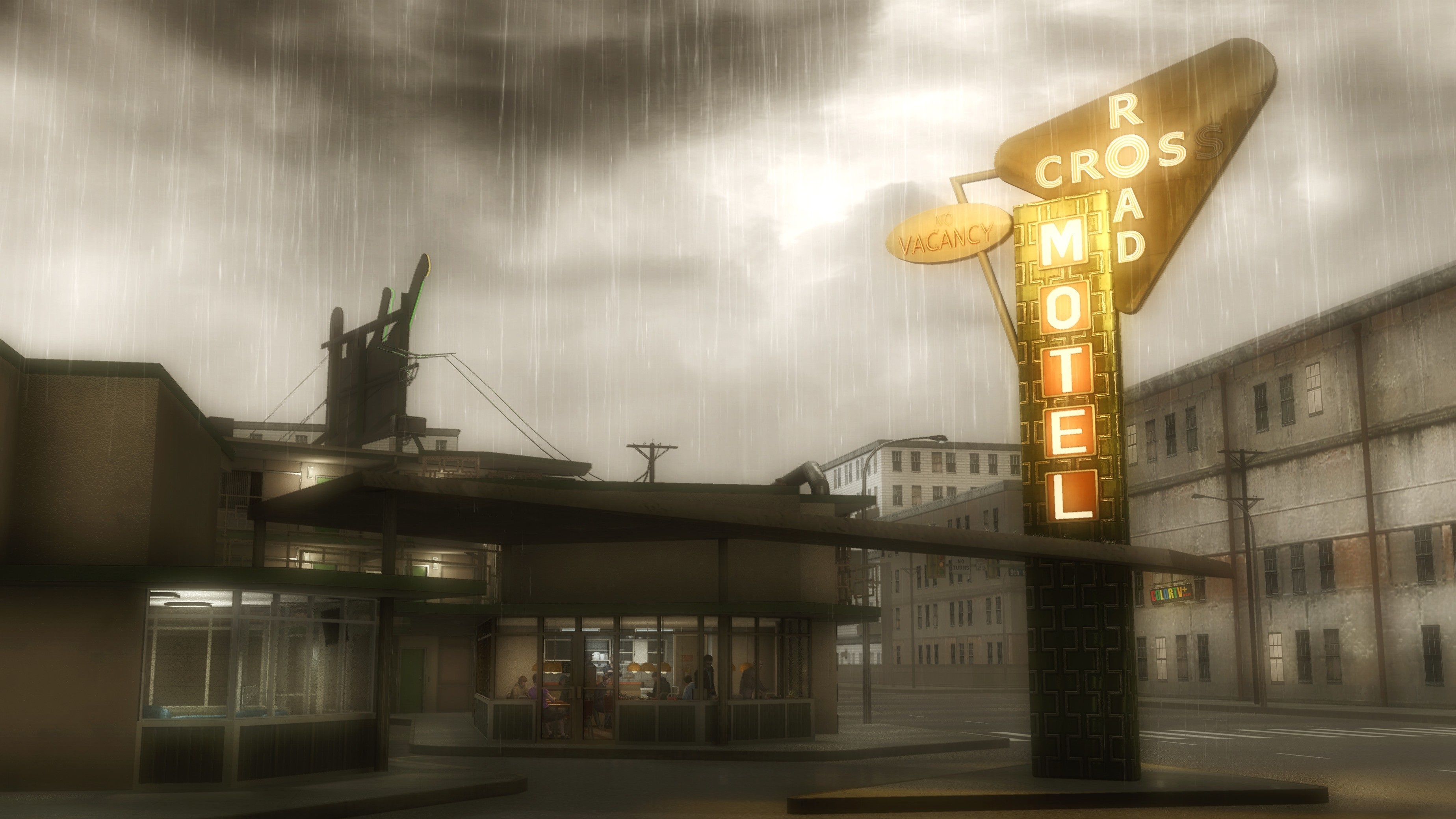 Motel, Heavy Rain Wallpaper, 3700x2080 HD Desktop