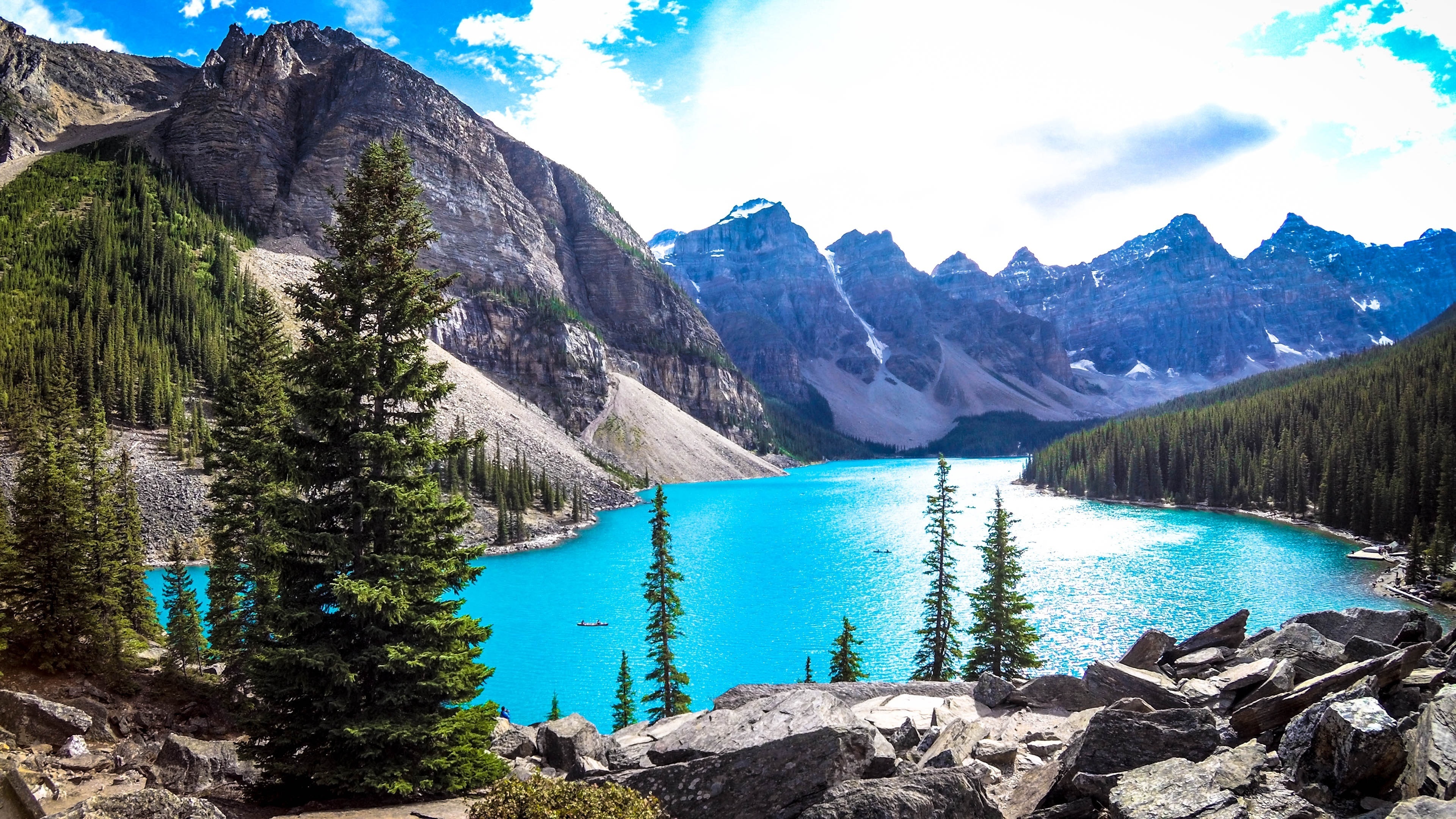 Crystal clear waters, Majestic mountains, Tranquil nature, Serene paradise, 3840x2160 4K Desktop