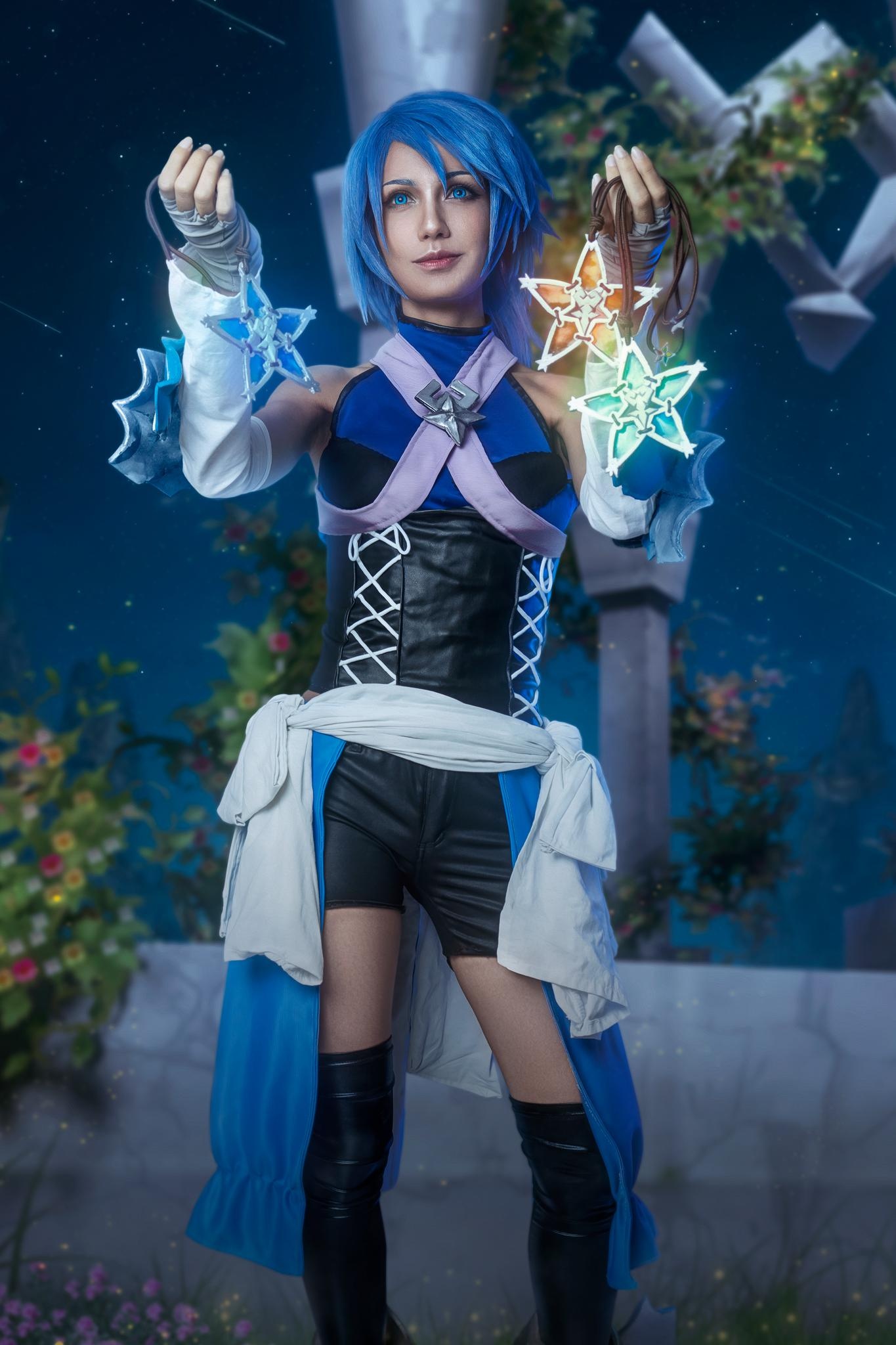 Kingdom Hearts Birth by Sleep, Aqua cosplay, Creative photography, Fan tribute, 1370x2050 HD Phone