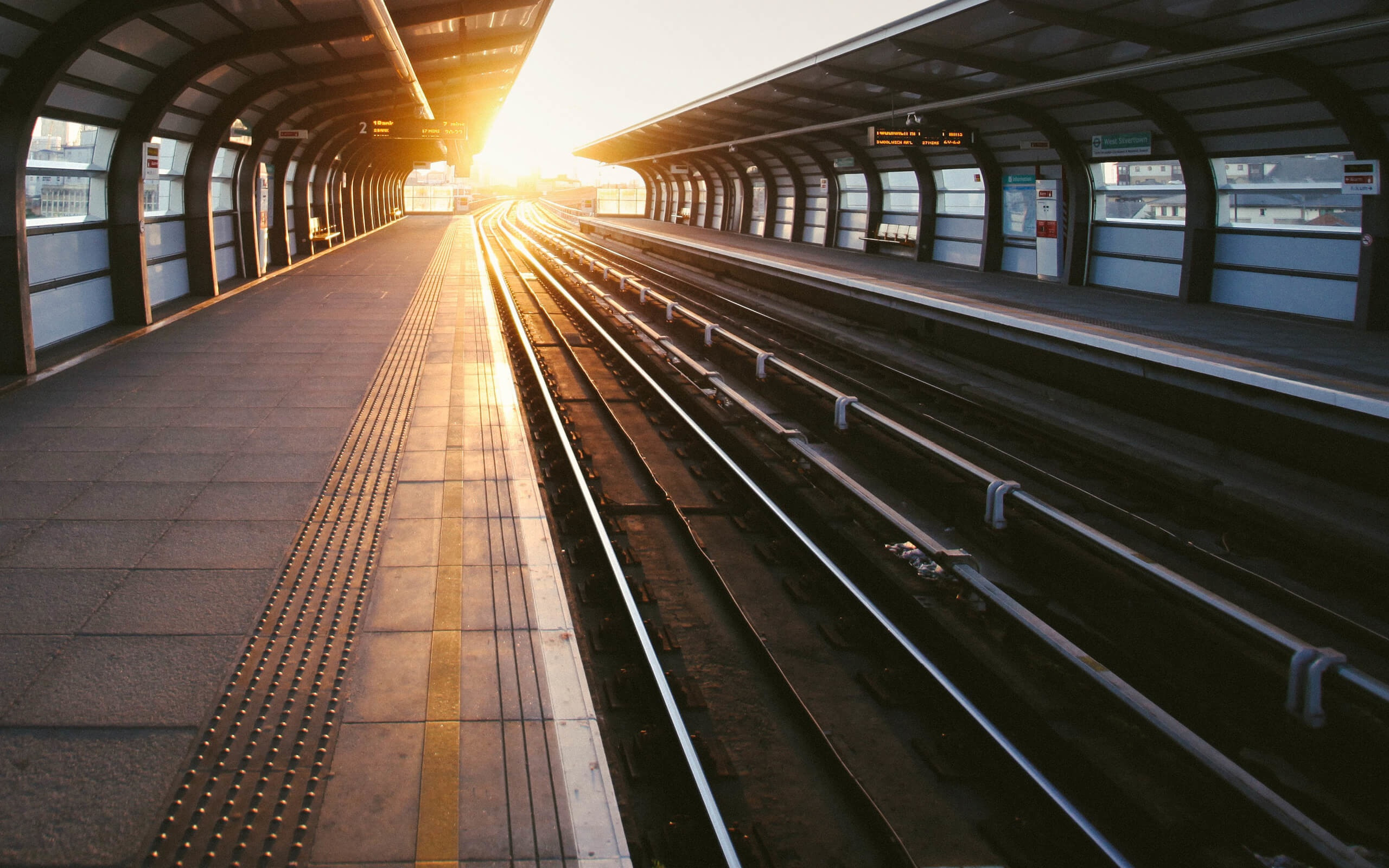 Railway, Beautiful station, Morning sunrise, Railroad concepts, 2560x1600 HD Desktop