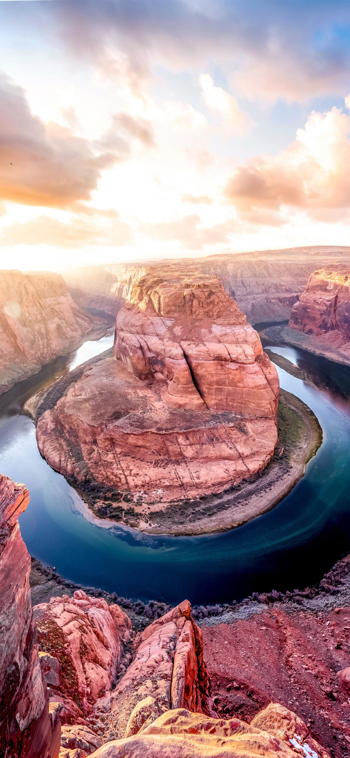 Lake Powell, Horseshoe Bend, Nature landscape, Arizona, 1130x2440 HD Phone