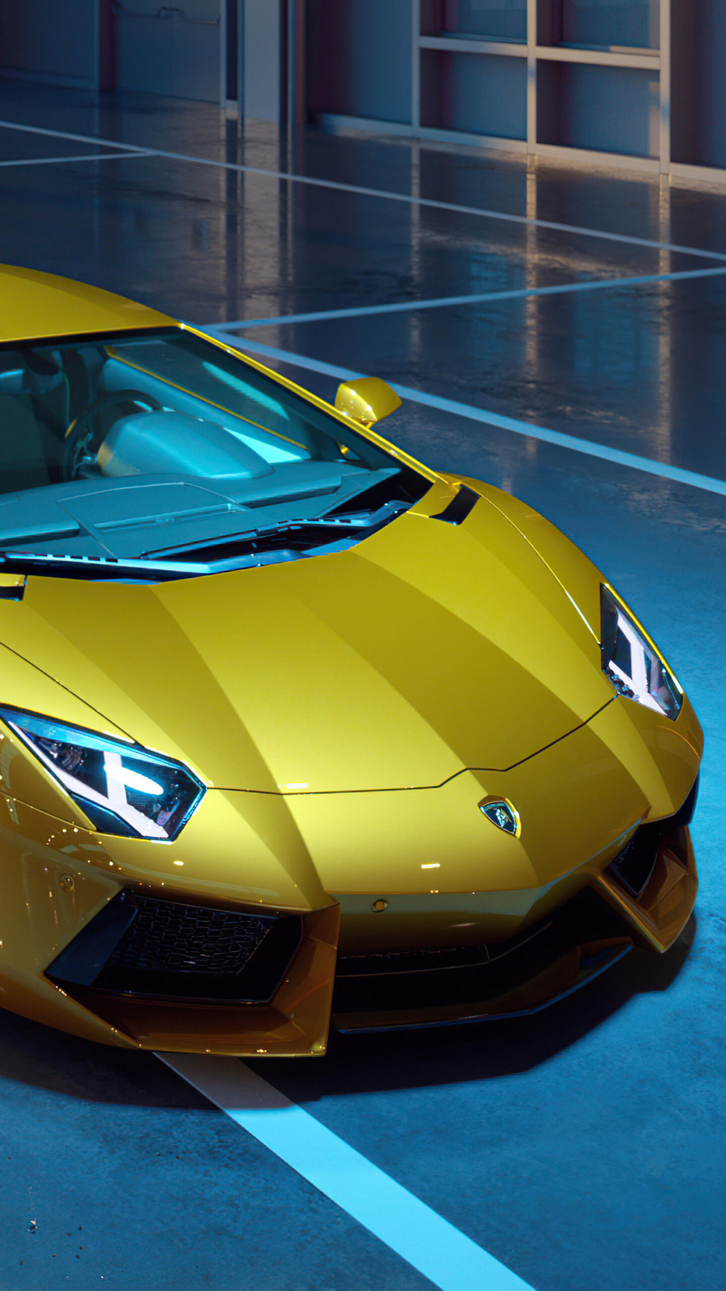 Front Hood, Gold Lamborghini Wallpaper, 1440x2560 HD Phone