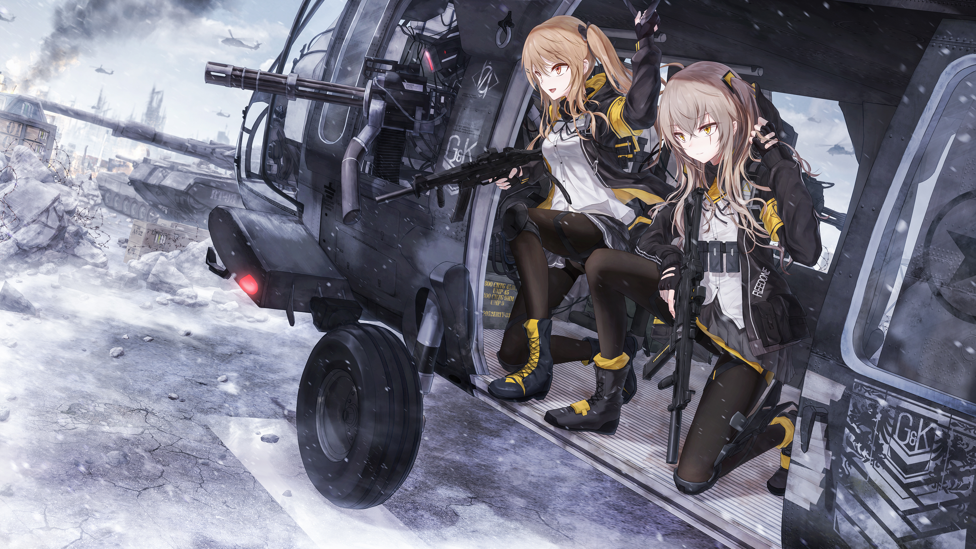 Girls' Frontline anime, UMP9, UMP45, Fantasy girl, 3840x2160 4K Desktop