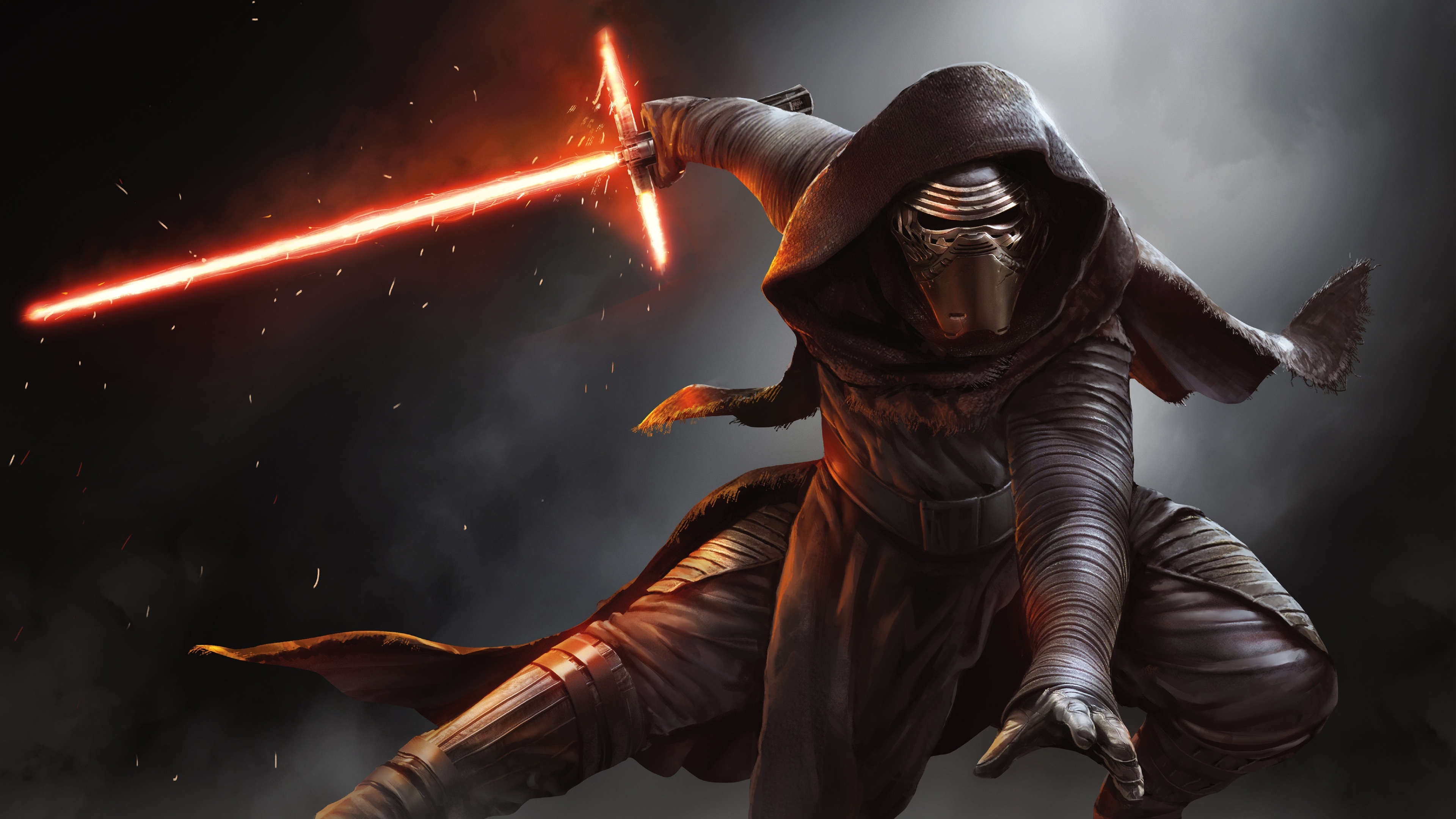 Kylo Ren Mask, Eye-catching 4k wallpaper, Epic Star Wars scene, Dark side villain, 3840x2160 4K Desktop