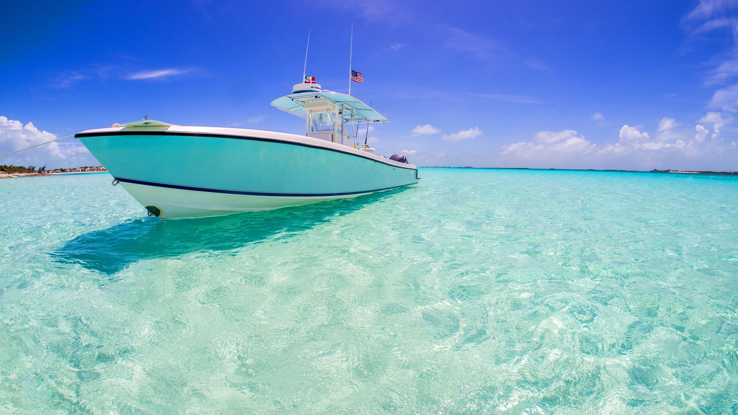 Caribbean Sea, Motorboat Wallpaper, 2560x1440 HD Desktop