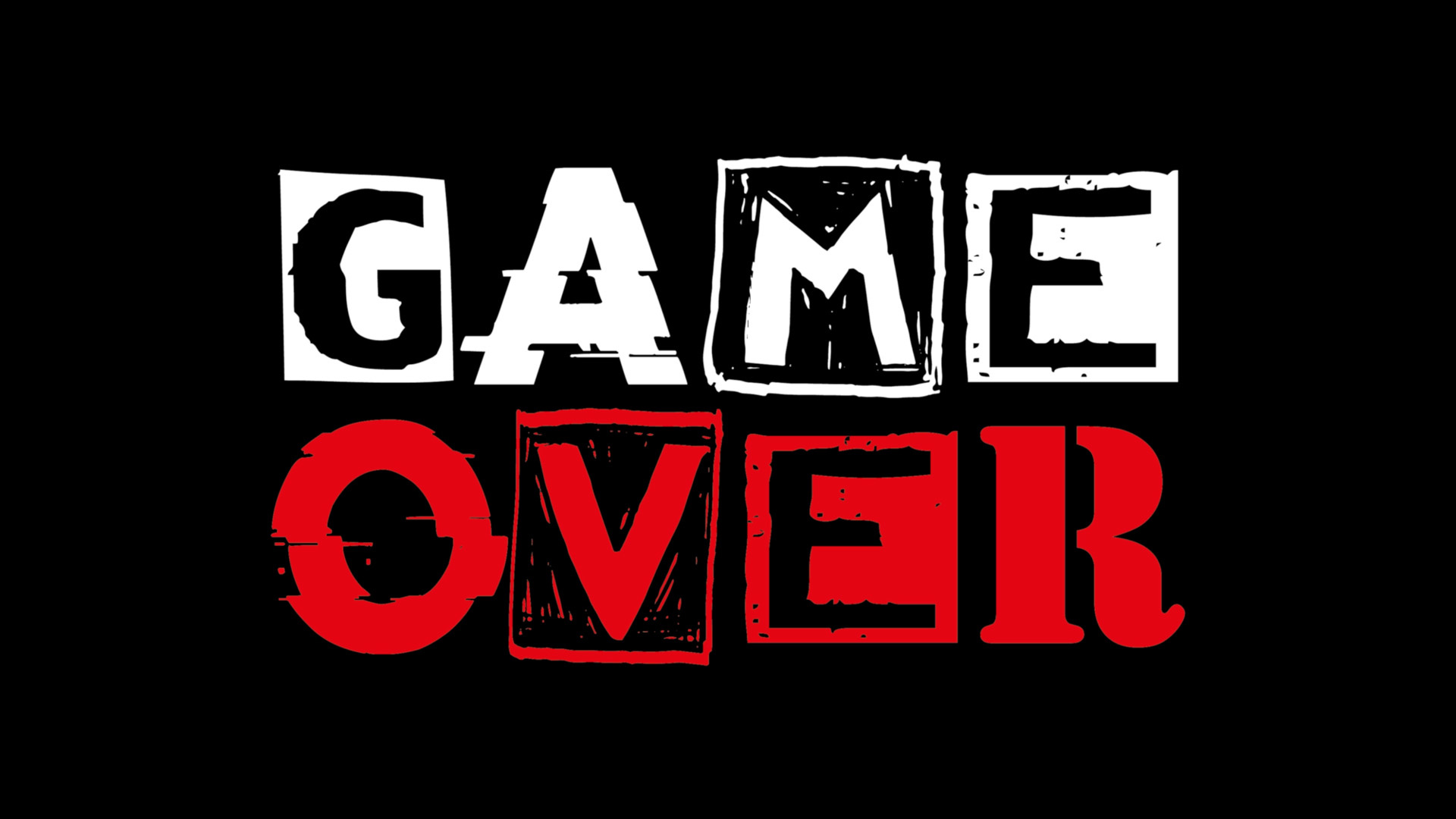 Game Over, Black background, Dramatic effect, Intense, 1920x1080 Full HD Desktop