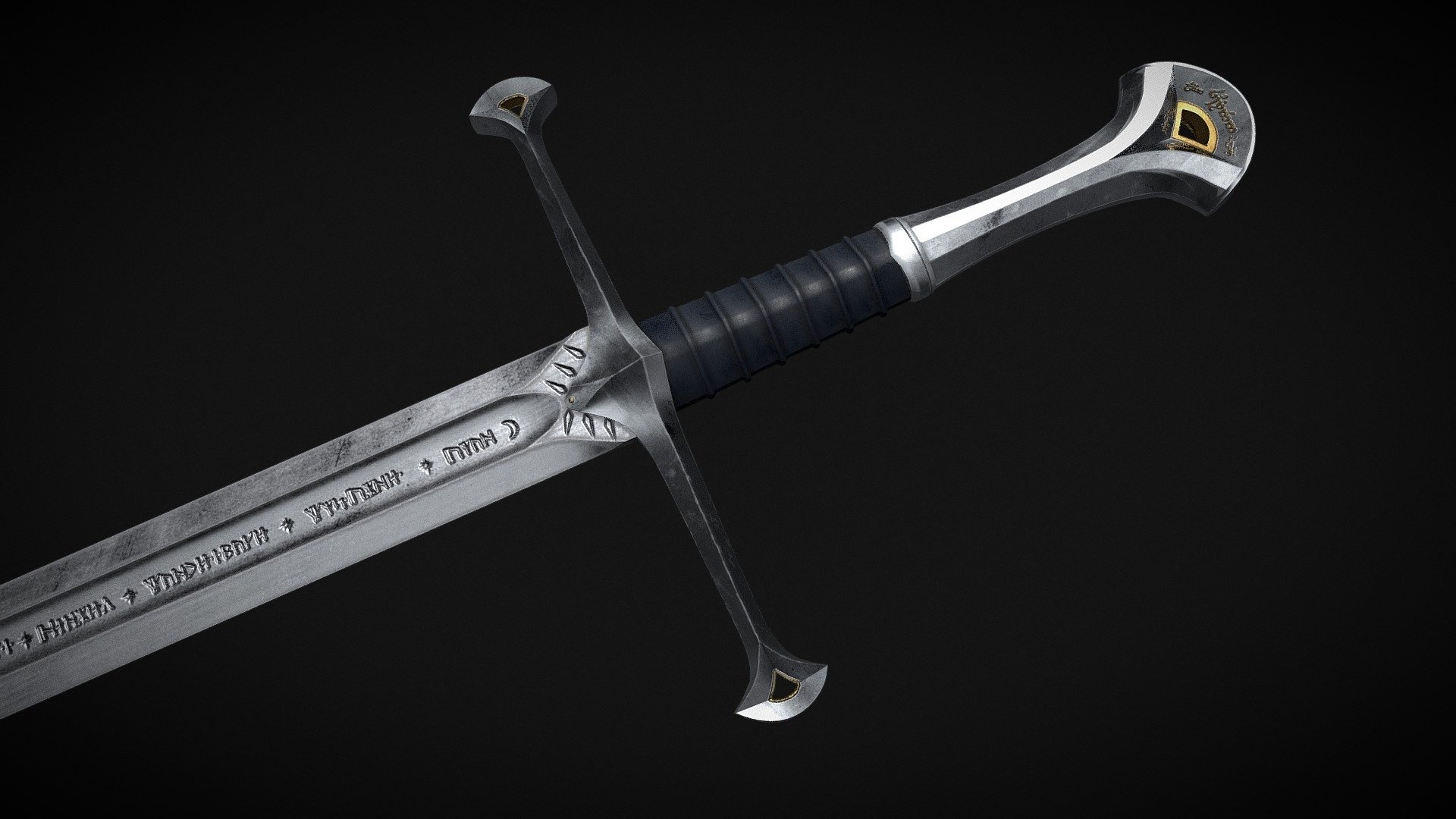 Anduril Sword, LOTR franchise, 3D model, Dreadshadow creation, 1920x1080 Full HD Desktop