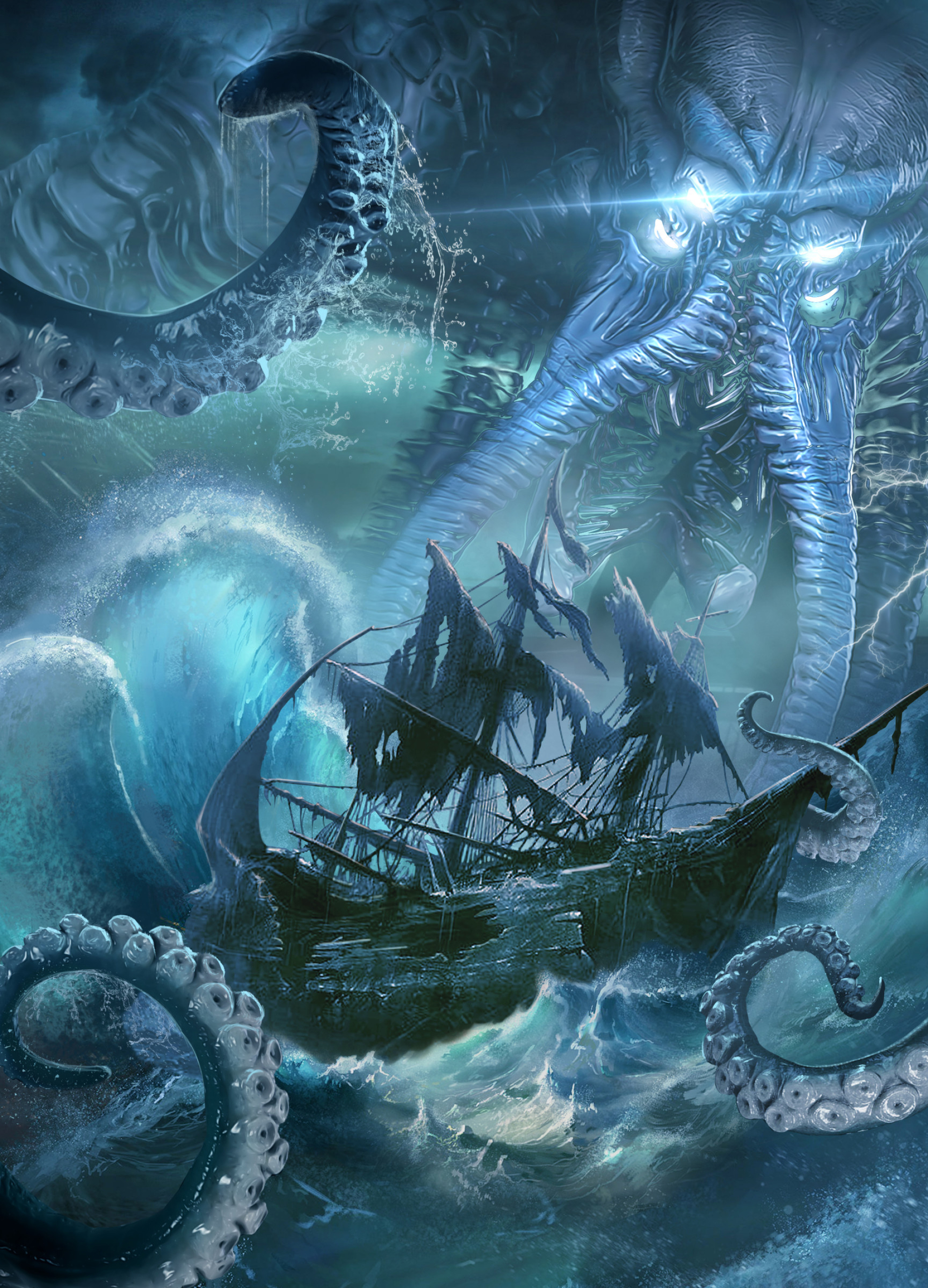 Ihor Reshetnikov art, Kraken representation, Surreal fantasy, Visual storytelling, 1920x2670 HD Phone